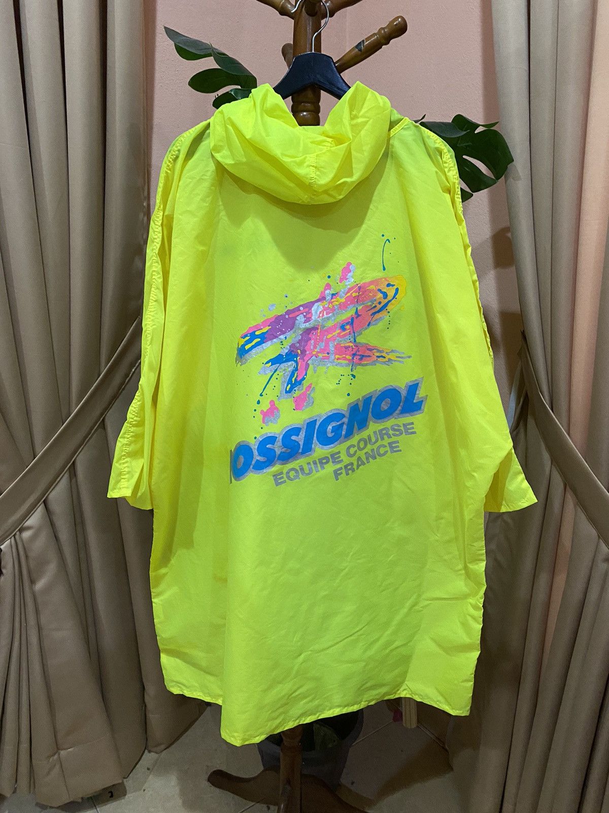 Vintage Rossignol Neon Yellow Poncho - Vintage French Ski Style Size US XL / EU 56 / 4 - 1 Thumbnail
