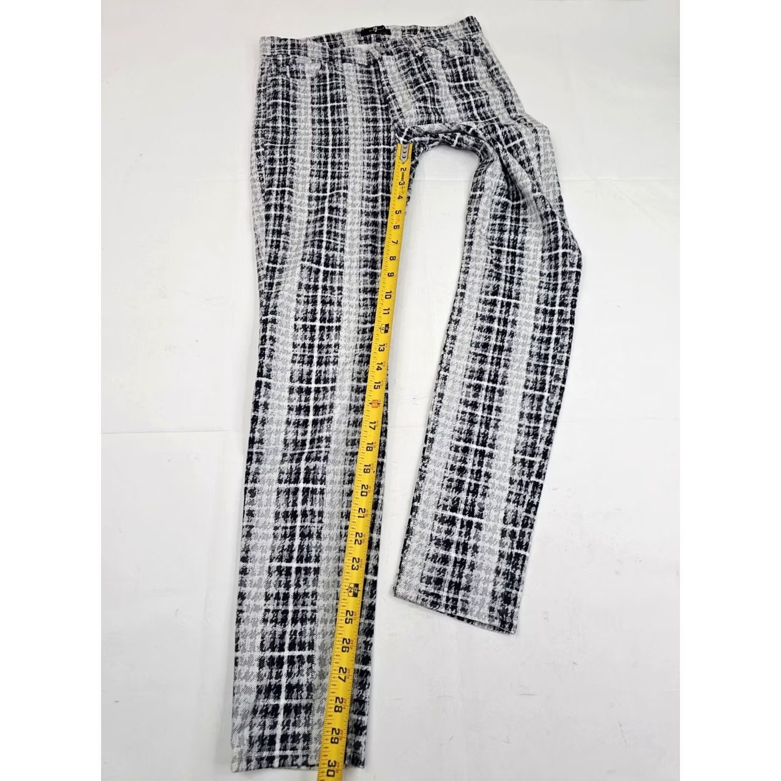 7 For All Mankind 7 For All Mankind Black & White Grid / Check Geometric Pants – Women 27 (Fits 29x30) Size 29" - 4 Thumbnail