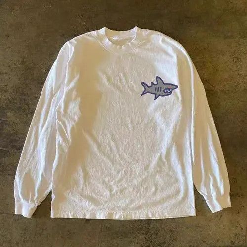 Japanese Brand × Vintage Shark pattern washed vintage long-sleeved cotton t-shirt Size US L / EU 52-54 / 3 - 4 Thumbnail