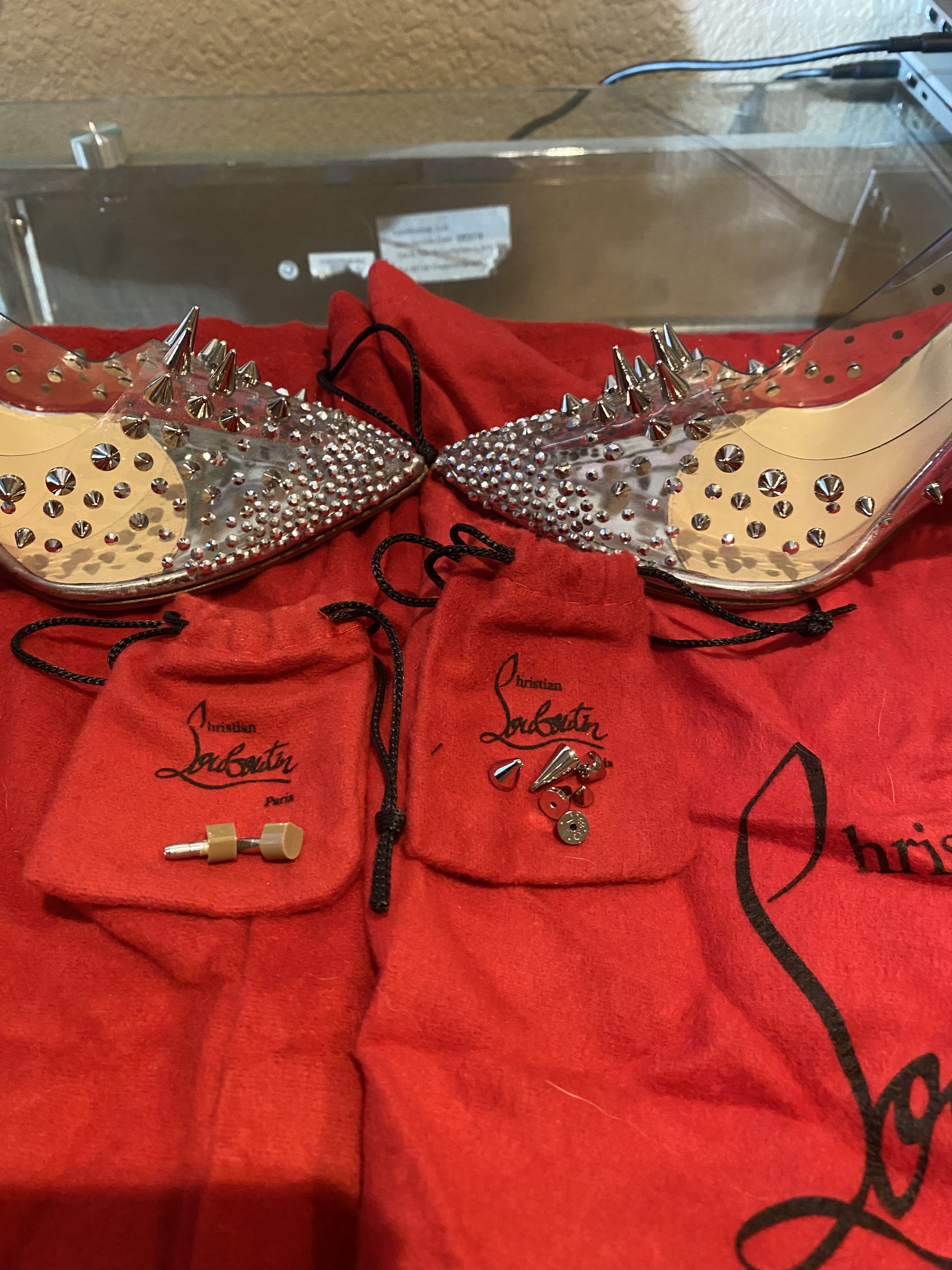 Christian Louboutin GROTIKA PVC Spike & Crystal Pumps Size US 8.5 / IT 38.5 - 7 Thumbnail