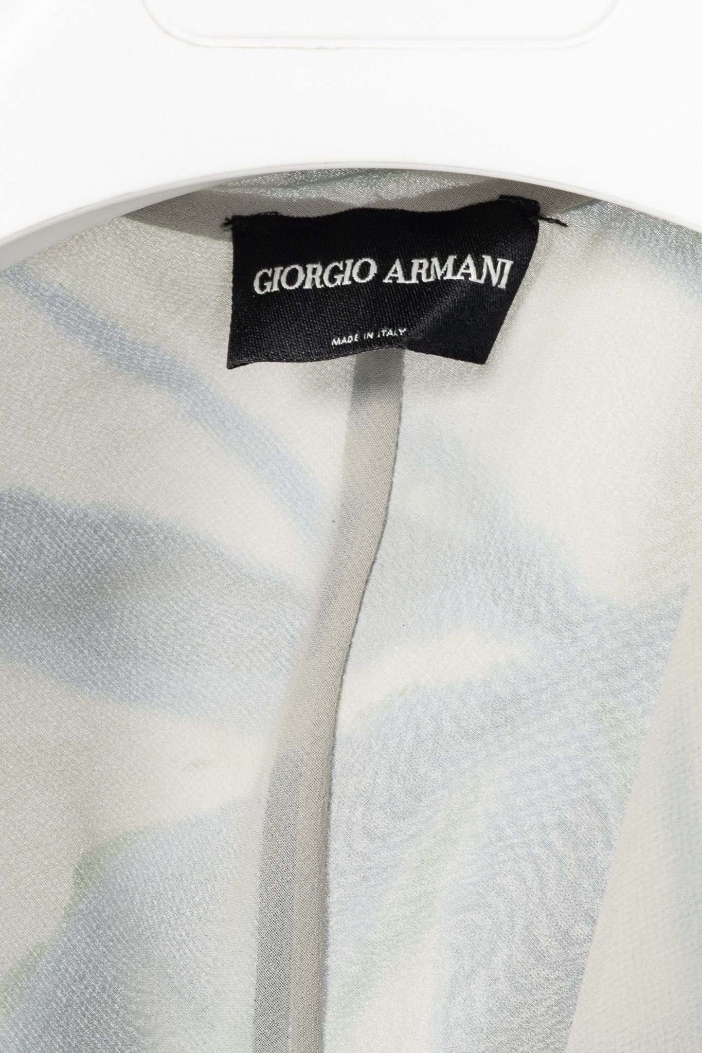 Giorgio Armani Giorgio Armani Grey & Blue Silk Floral-Print Dress Size XL / US 12-14 / IT 48-50 - 4 Thumbnail