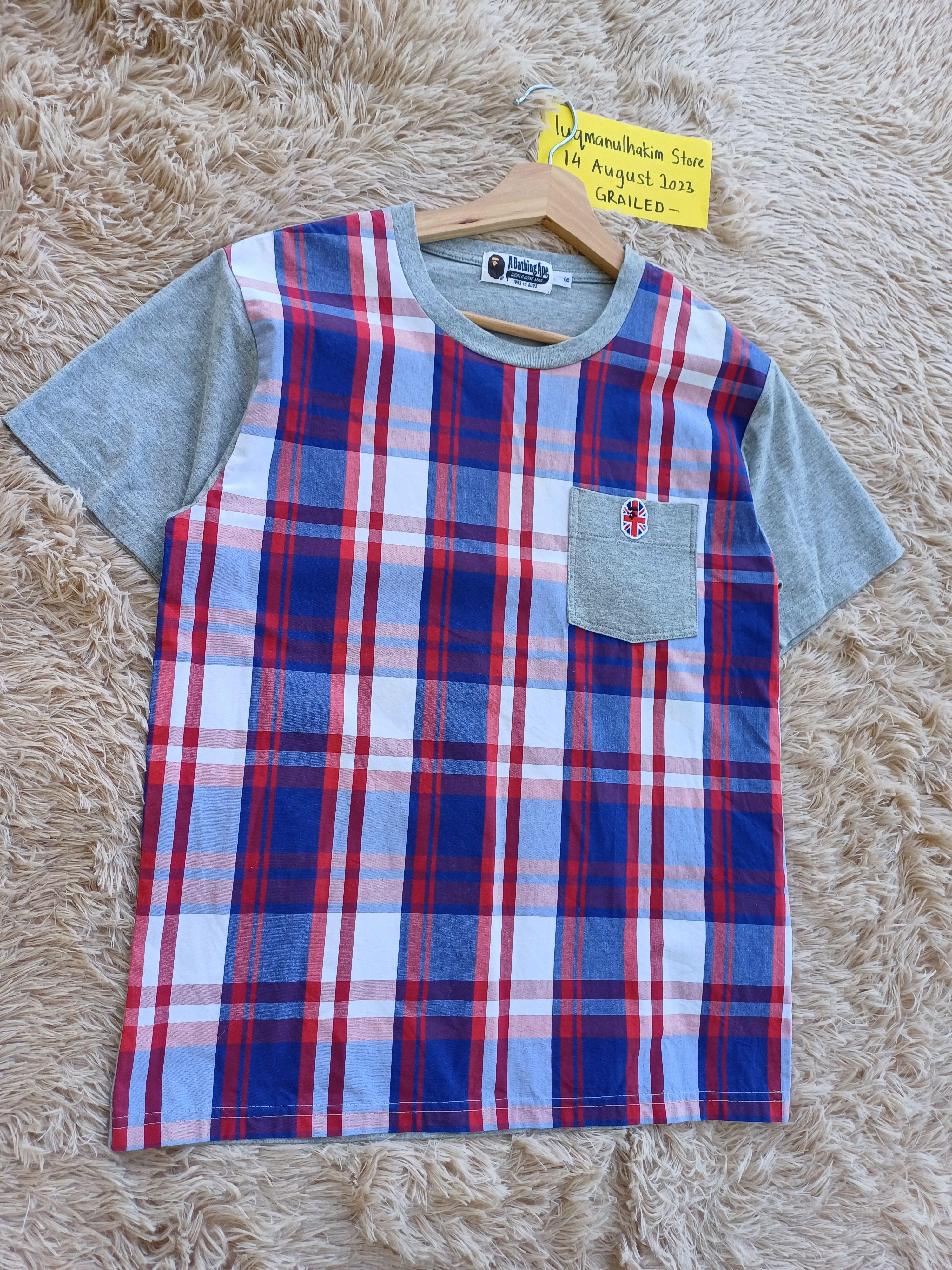 Bape Bape Check Union Jack Pocket Tee Size US S / EU 44-46 / 1 - 3 Thumbnail