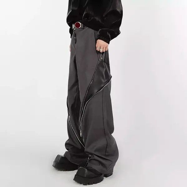 VIBE PU Leather Zipper Pants Straight Size US 30 / EU 46 - 2 Thumbnail