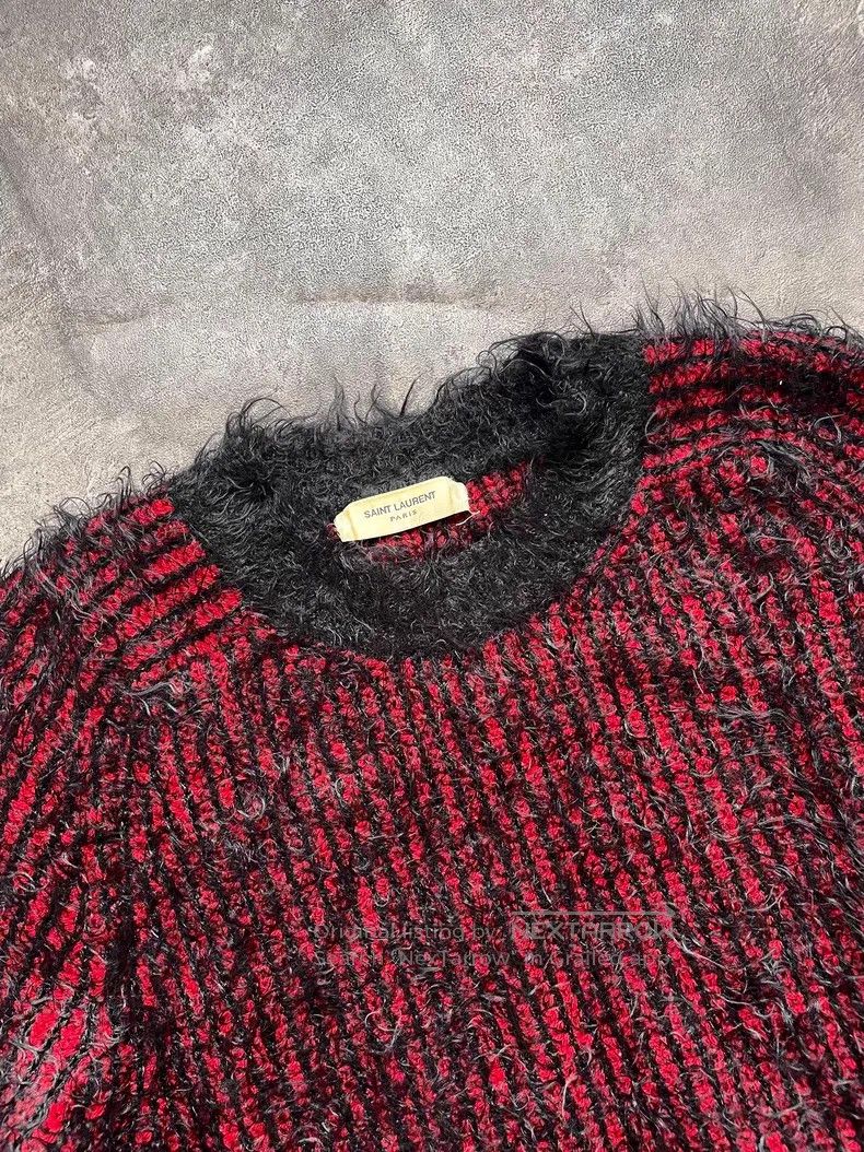 Saint Laurent Paris Saint Laurent Paris Black and Red Mohair Wool Sweater Size US S / EU 44-46 / 1 - 4 Thumbnail