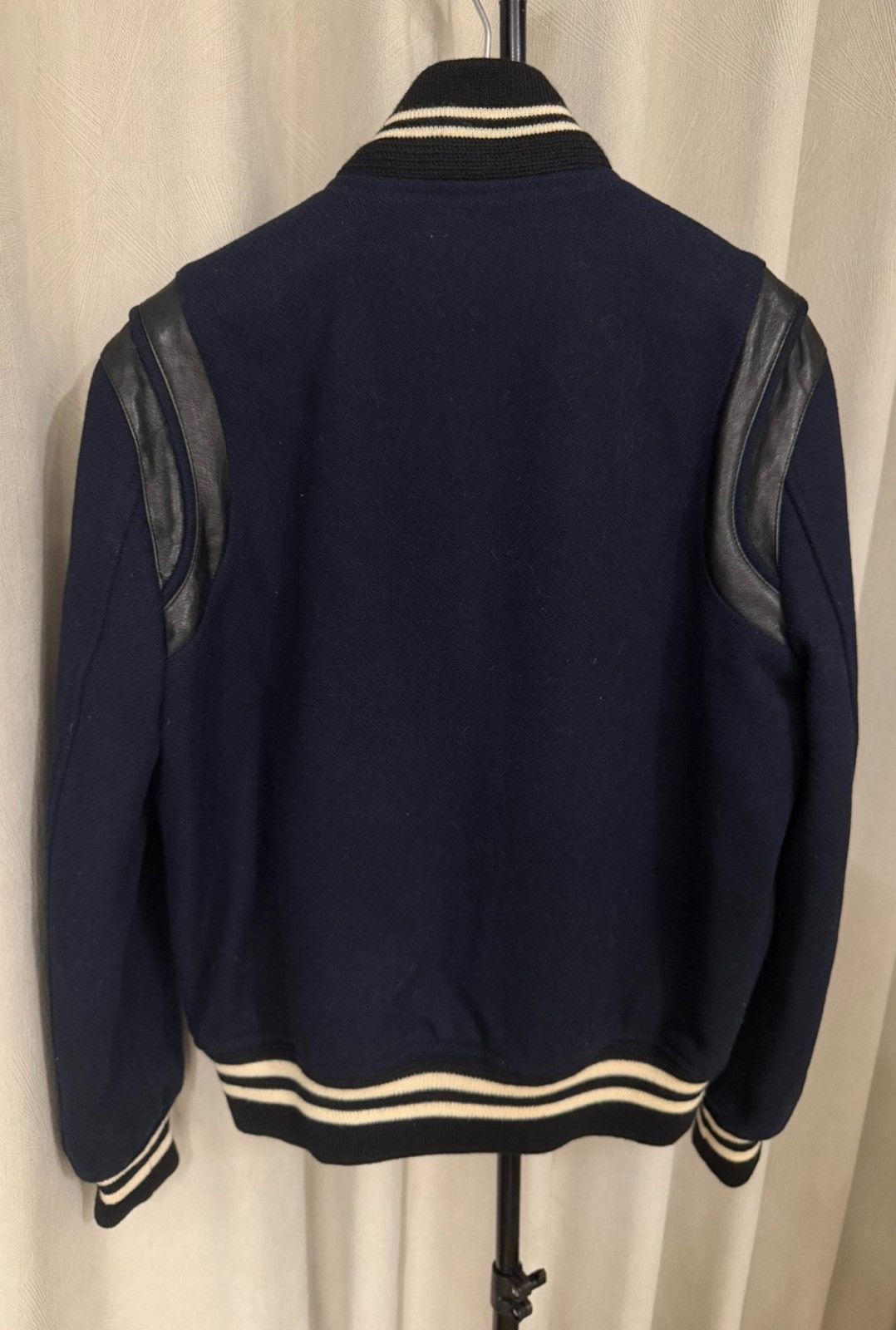 Saint Laurent Paris Saint Laurent SLP 14FW Navy Blue Teddy Wool Varsity Jacket Size US S / EU 44-46 / 1 - 2 Thumbnail