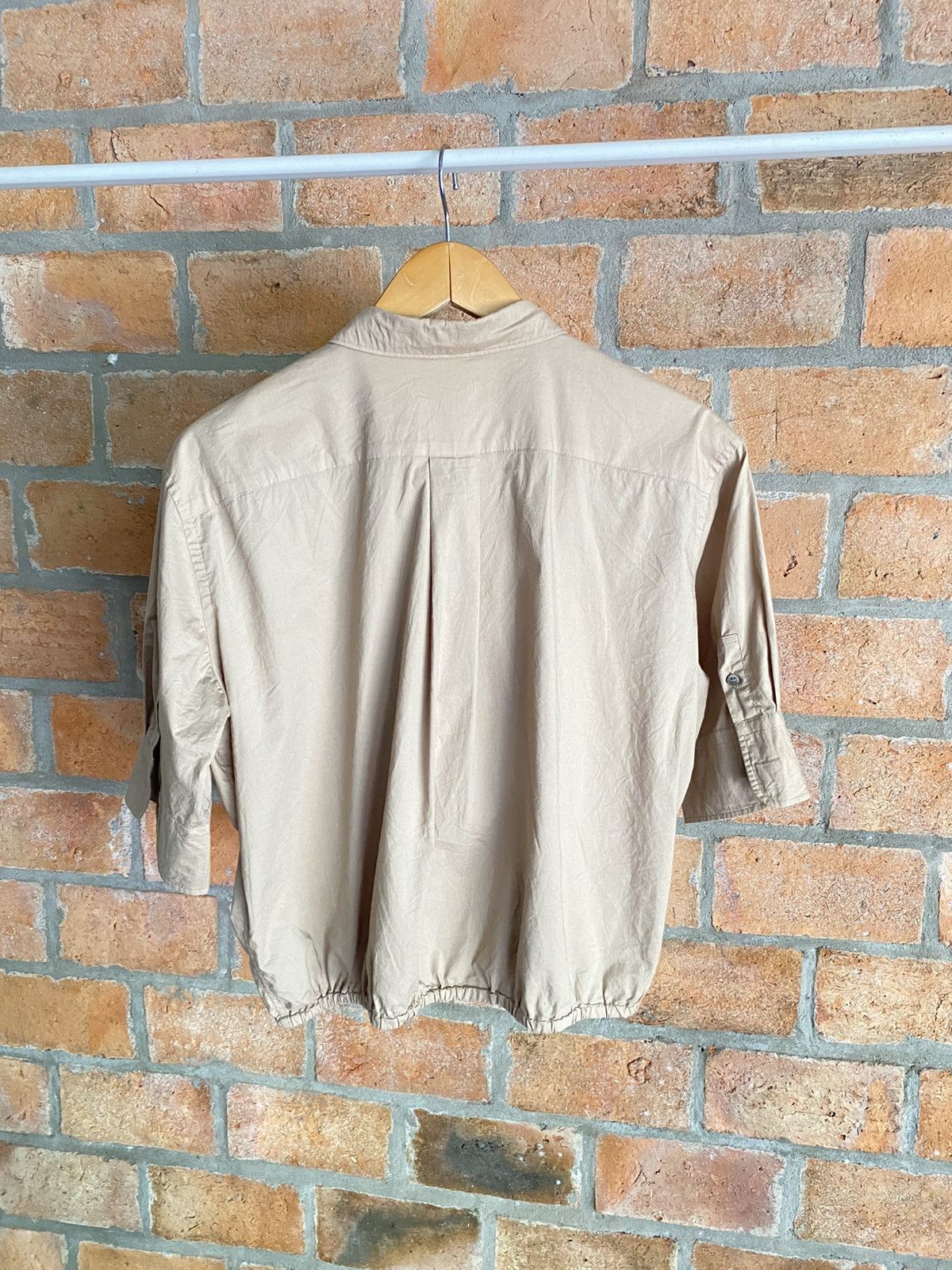 Zucca Zucca Brown Puff Sleeve Button-Front Shirt with Ruched Hem Size M / US 6-8 / IT 42-44 - 10 Thumbnail