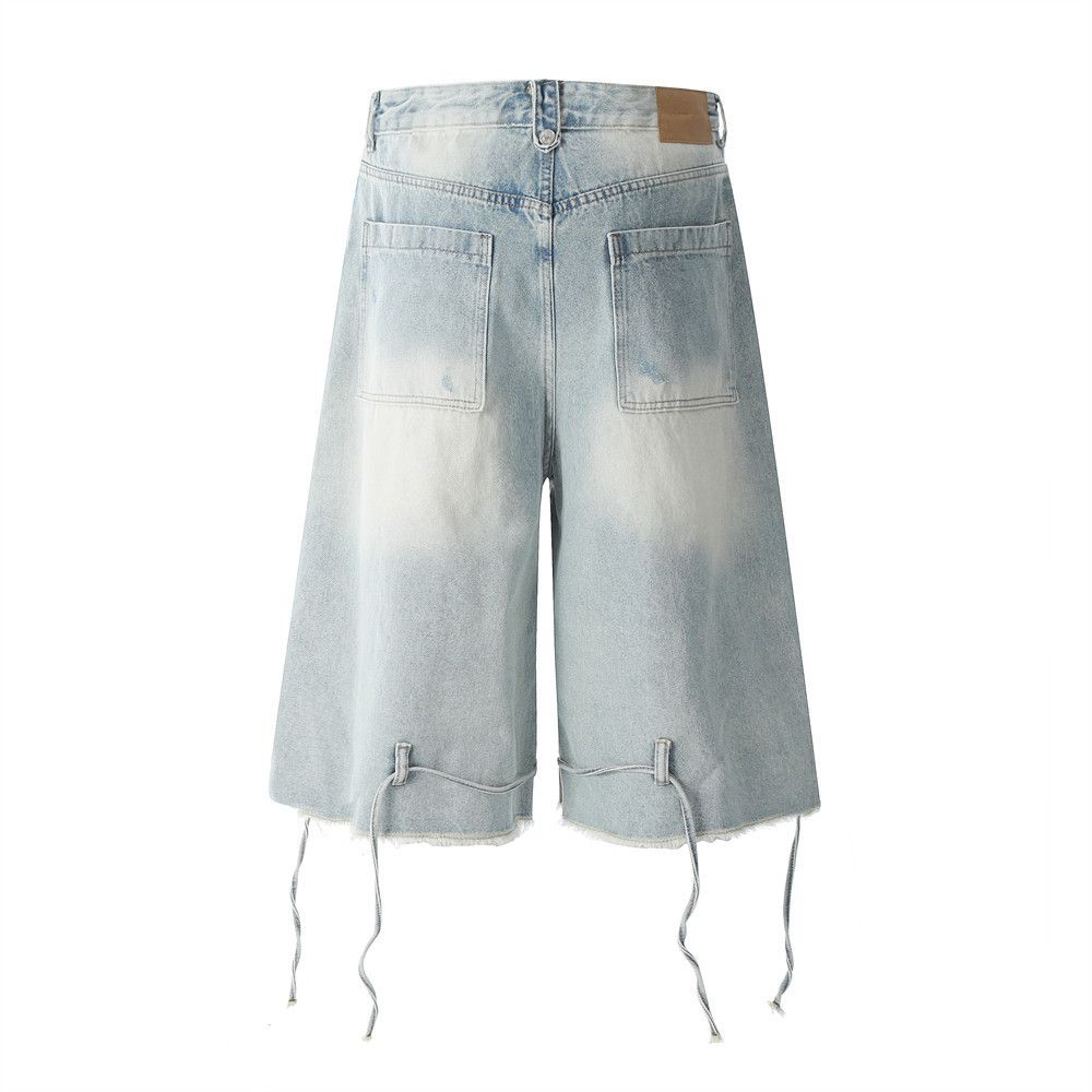 Japanese Brand × Jean Punk distressed loose straight ripped washed denim shorts Size US 32 / EU 48 - 3 Thumbnail
