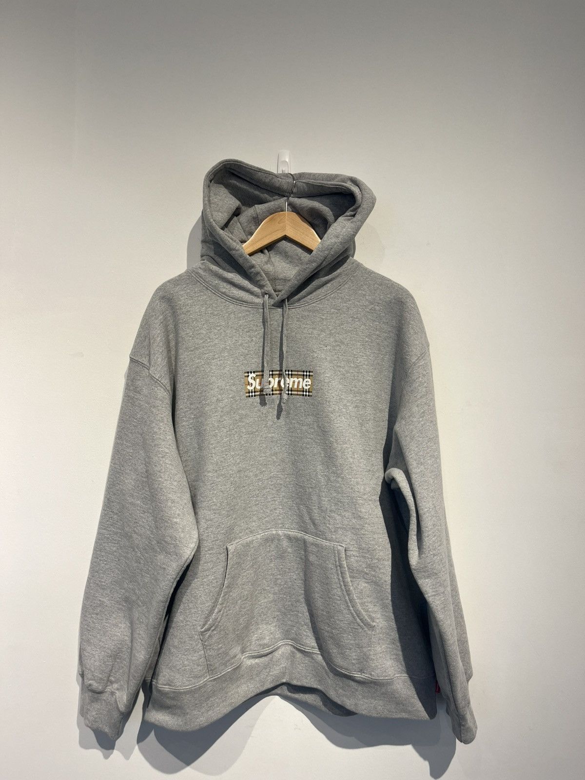 Burberry × Supreme Supreme x Burberry Box Logo Hoodie Grey