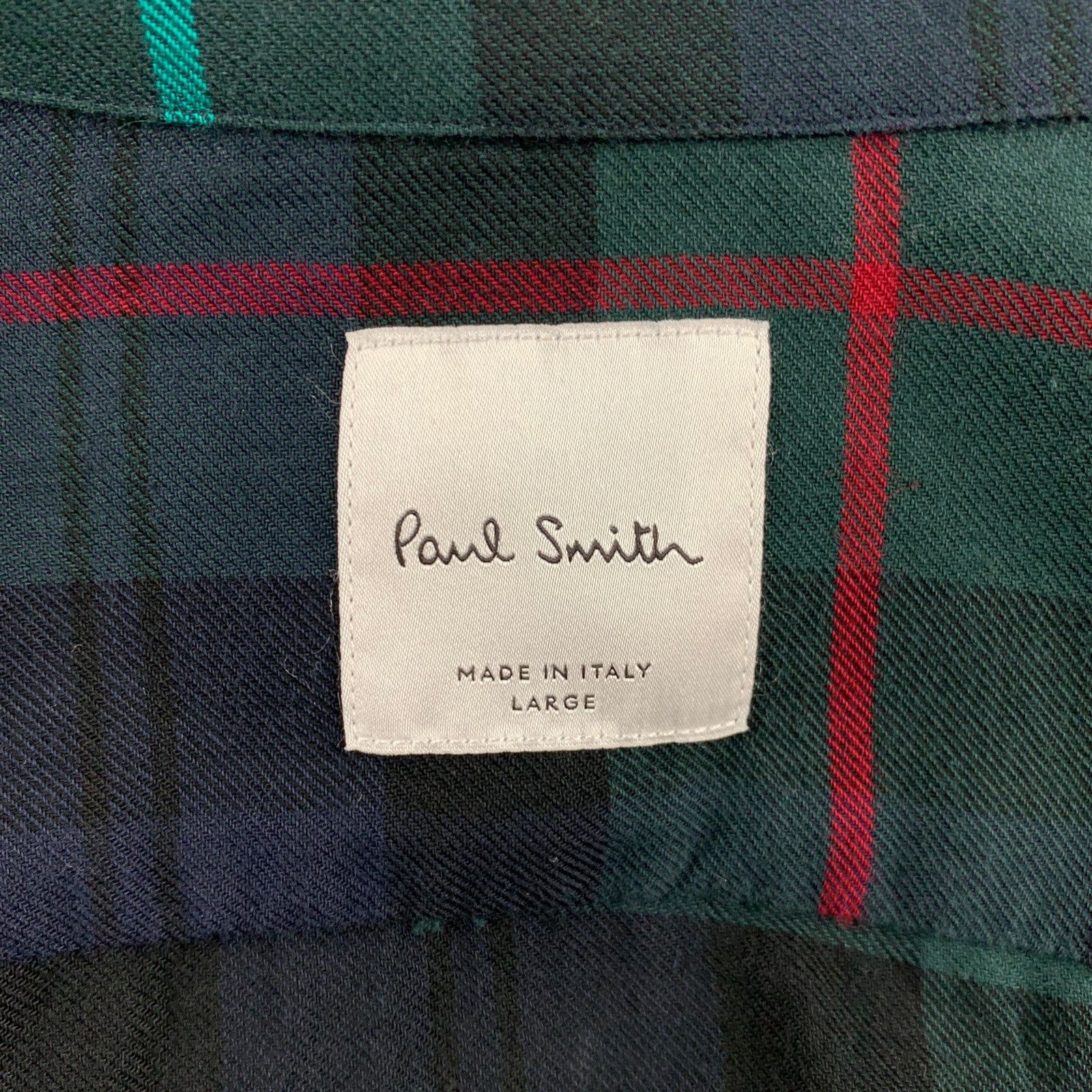 Paul Smith PAUL SMITH Size L Navy Green Plaid Cotton Button Up Shirt Size US L / EU 52-54 / 3 - 5 Thumbnail