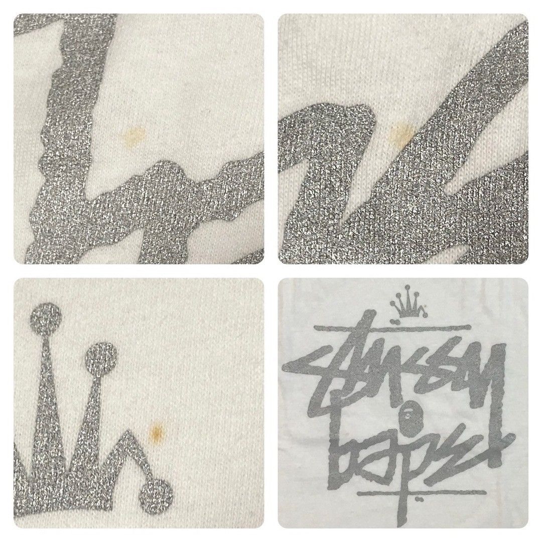 Bape × Stussy BAPE × STUSSY Silver Glitter SKULL LOGO T-shirt APE NIGO Size US L / EU 52-54 / 3 - 6 Thumbnail