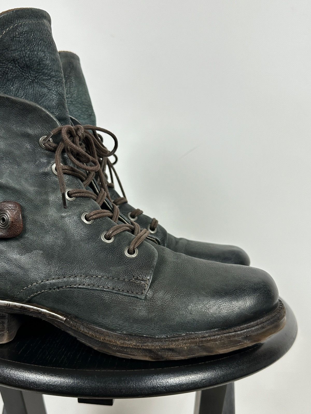 A.S.98 A.S.98. Airstep Navy Green Leather Biker Ankle Boots Size US 10 / IT 40 - 16 Thumbnail