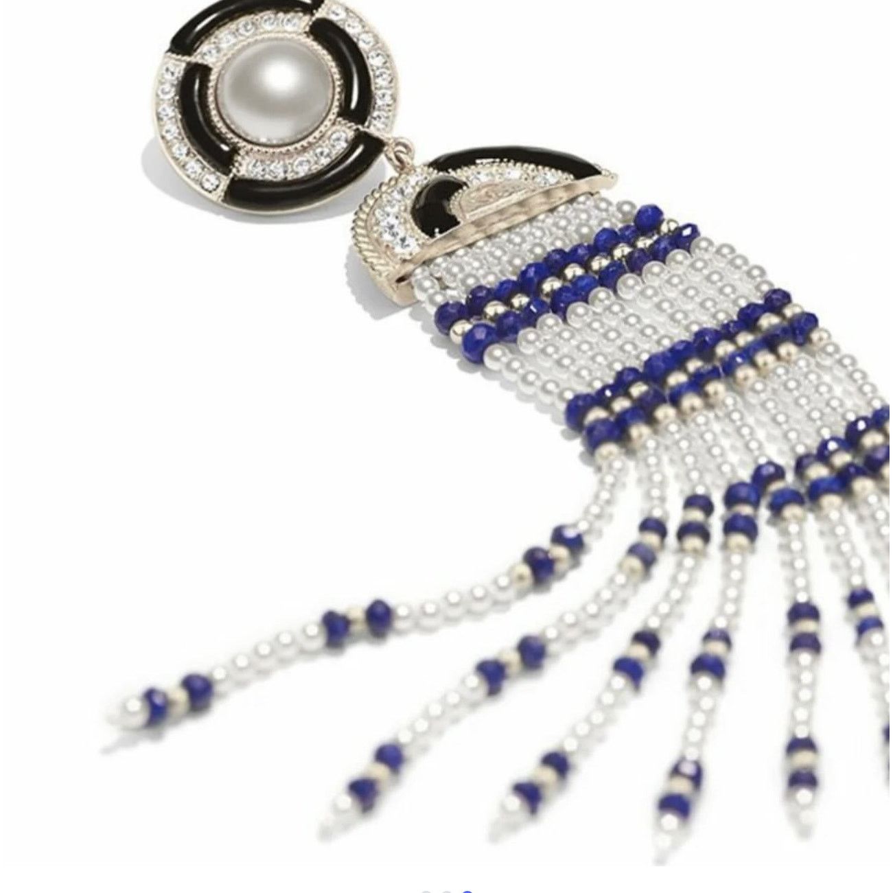 Chanel CHANEL Lapis Lazuli Faux Pearl CC Chandelier Earrings Size ONE SIZE - 7 Thumbnail