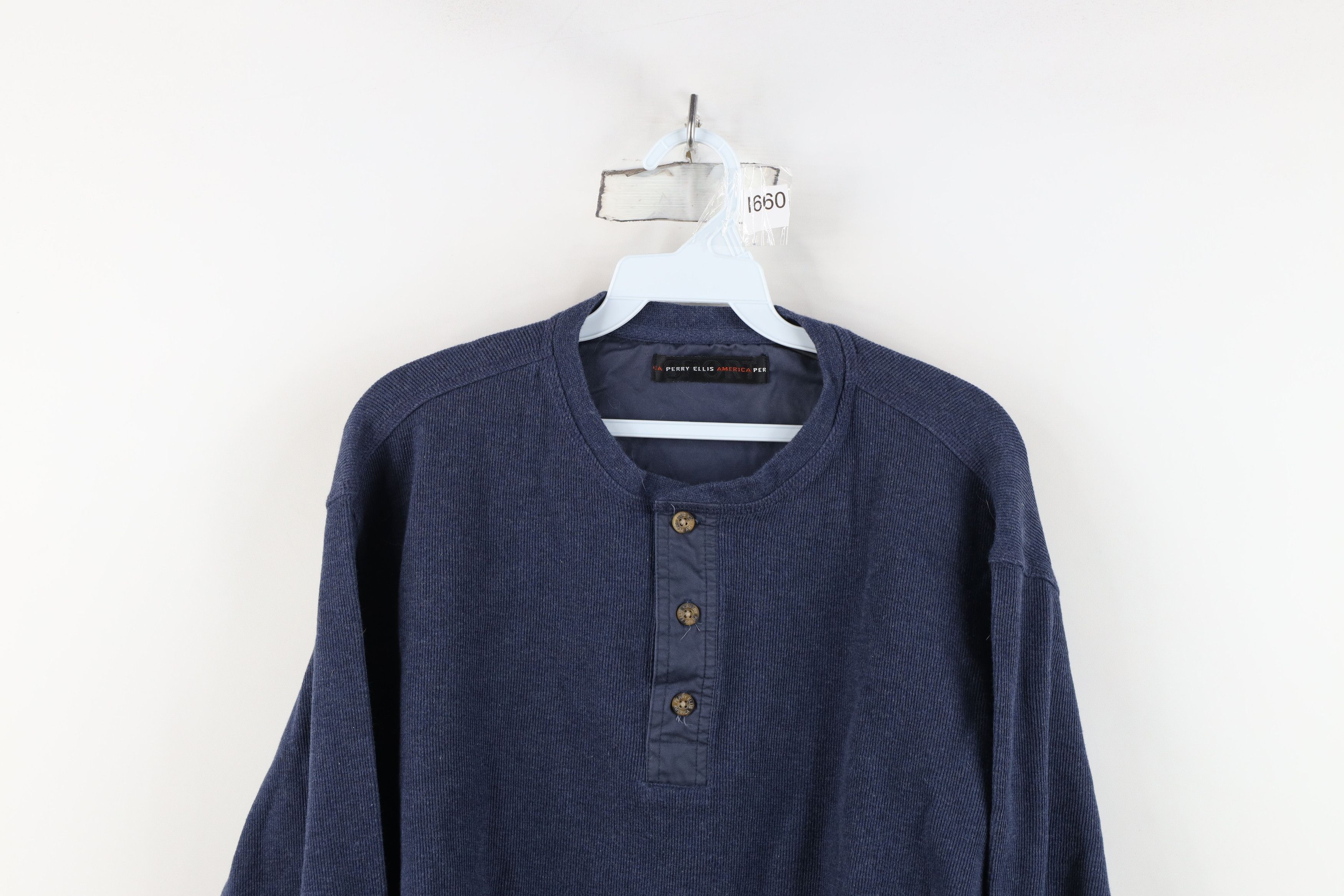 Vintage Vintage 90s Streetwear Ribbed Long Sleeve Henley T-Shirt Size US L / EU 52-54 / 3 - 2 Thumbnail