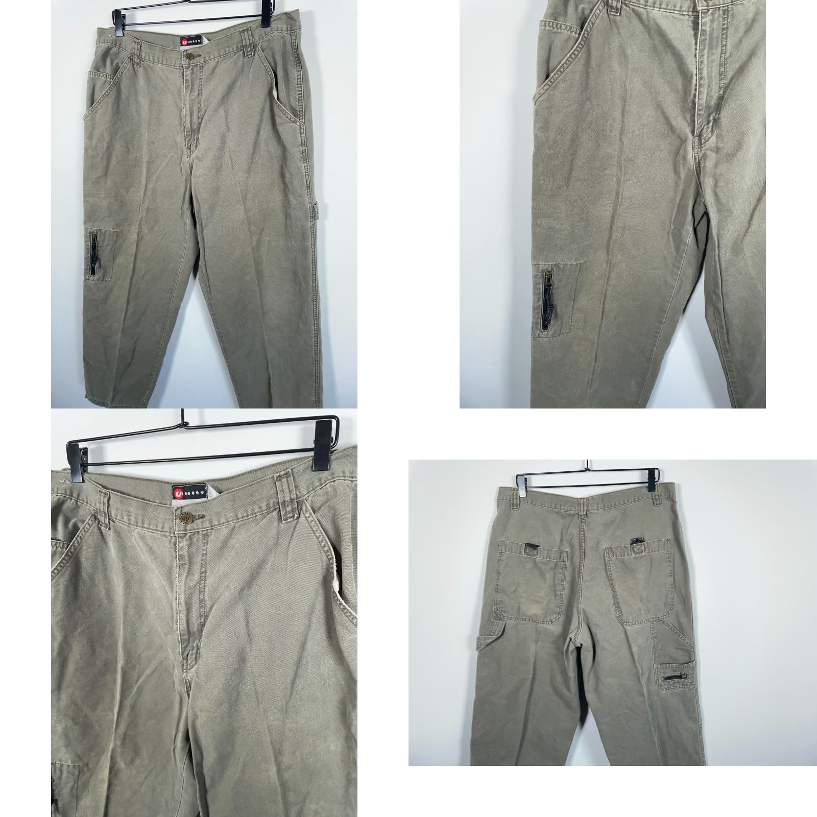 Vintage VINTAGE Utility Pants Baggy Fit Carpenter Olive Green 36 x 31 Mens 38/32 Tag Regular 100% Cotton Straight Front Pockets Workwear Cyber? Size US 36 / EU 52 - 9 Thumbnail