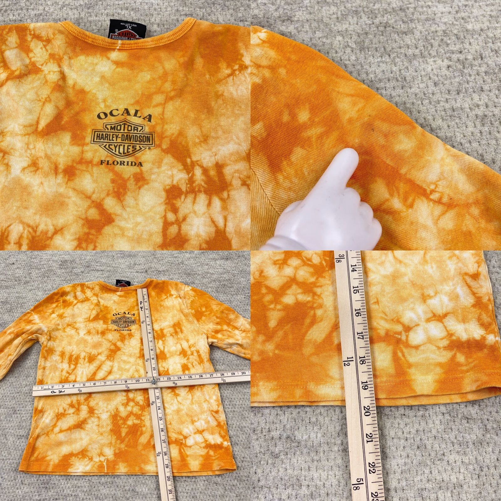 Harley Davidson VINTAGE Harley-Davidson Shirt Women XL Orange Tee 90s 1999 Tir Dye Spellout - Harley-Davidson Shirt Women XL Orange 90s 1999 Tir Dye Spellout Size XL / US 12-14 / IT 48-50 - 8 Thumbnail