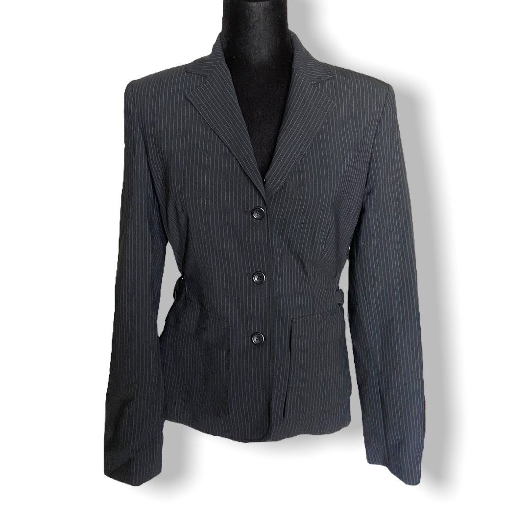 Womens Express Design Studio Black Blue Pinstripe Jacket NEW NWT $178 10 good Blazer