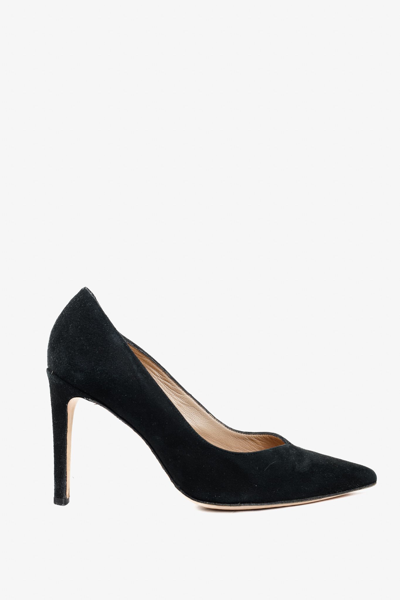 Sandro Sandro Black Suede V-Cut Pointed-Toe Pumps Size US 6.5 / IT 36.5 - 1 Thumbnail