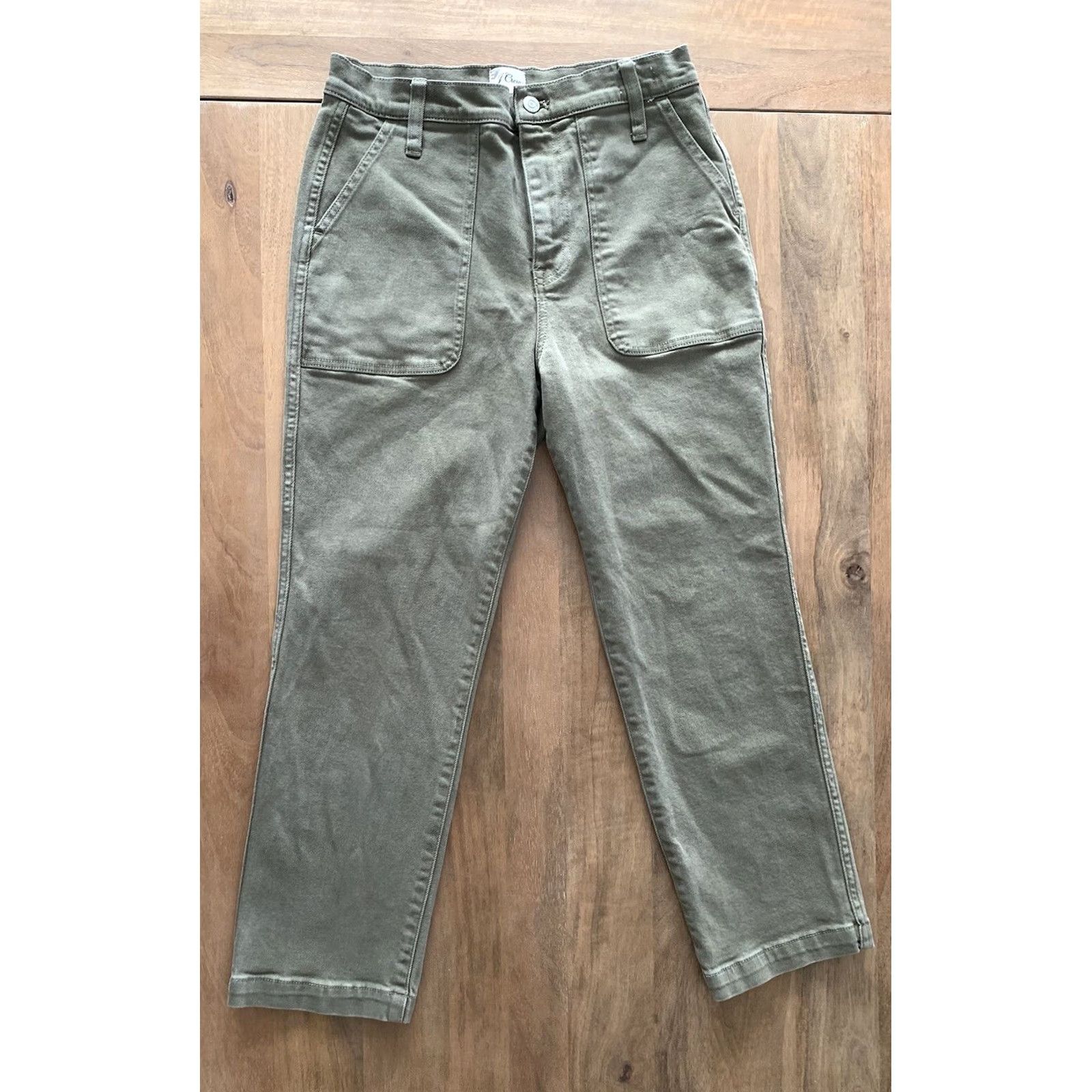 J.Crew J.CREW Jeans Women's 5-Pocket Denim Straight Leg Crop High Rise Green 27x25 Inseam 25 Jeans Pants High Rise Green Denim" Size 27" / US 4 / IT 40 - 2 Thumbnail