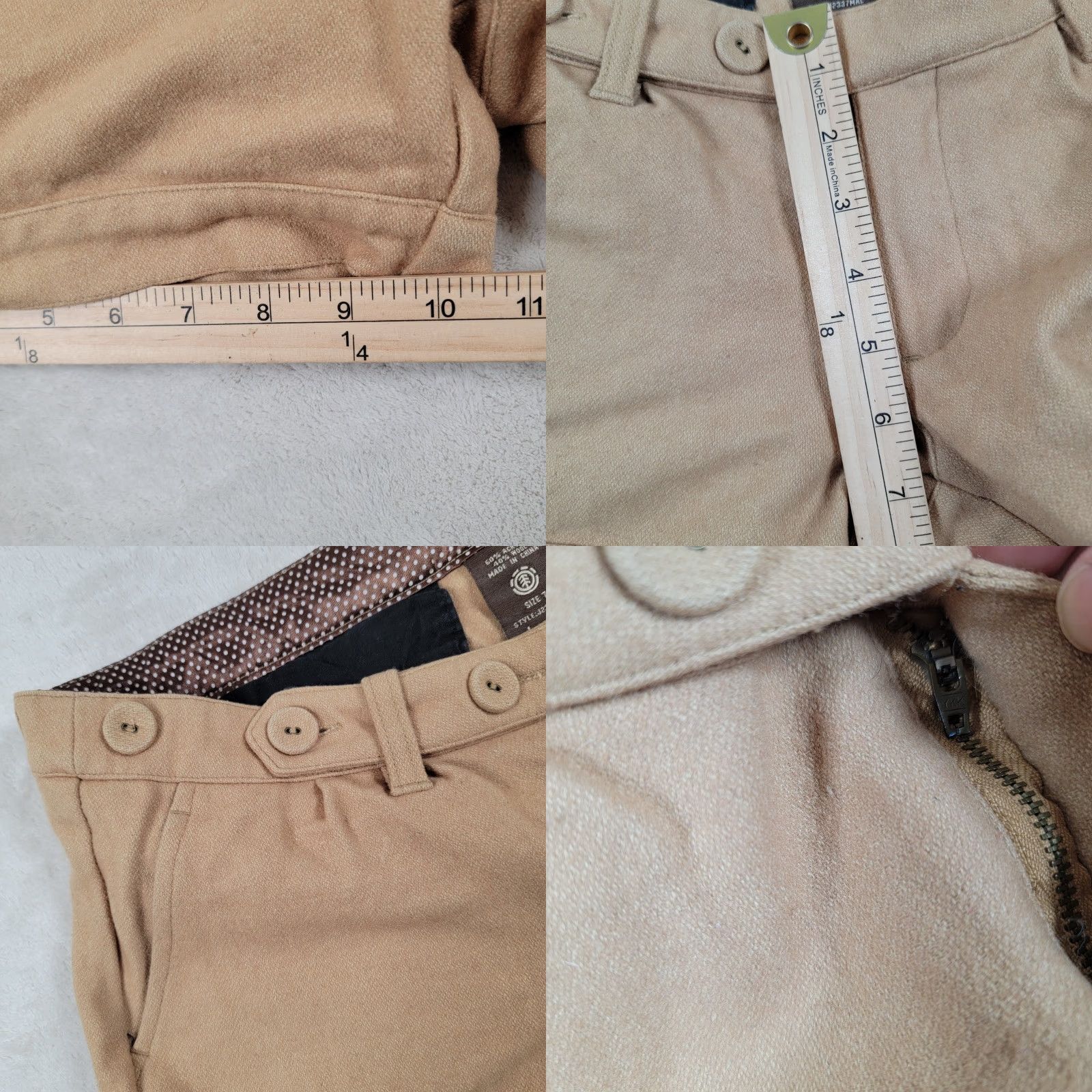 Element Element Beige Wool Blend Shorts Women's Size 7 Mini Short Flat Front Low Rise Casual Travel Summer Machine Washable Womens Size 28" / US 6 / IT 42 - 8 Thumbnail