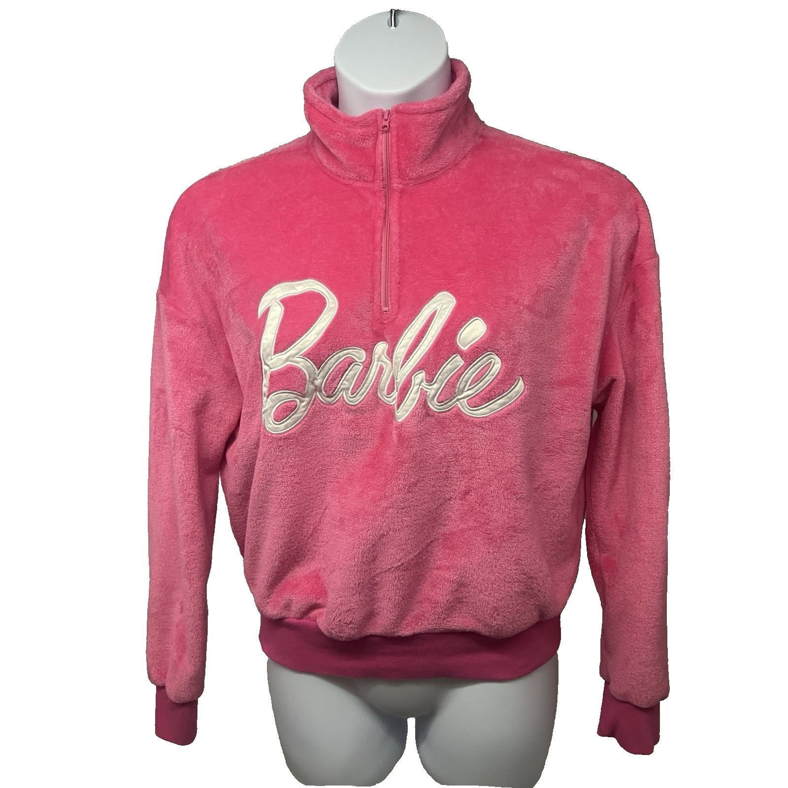 Other Barbie Pink Embroidered Velour 1/4 Zip Pullover Top Shirt M Size M / US 6-8 / IT 42-44 - 1 Thumbnail
