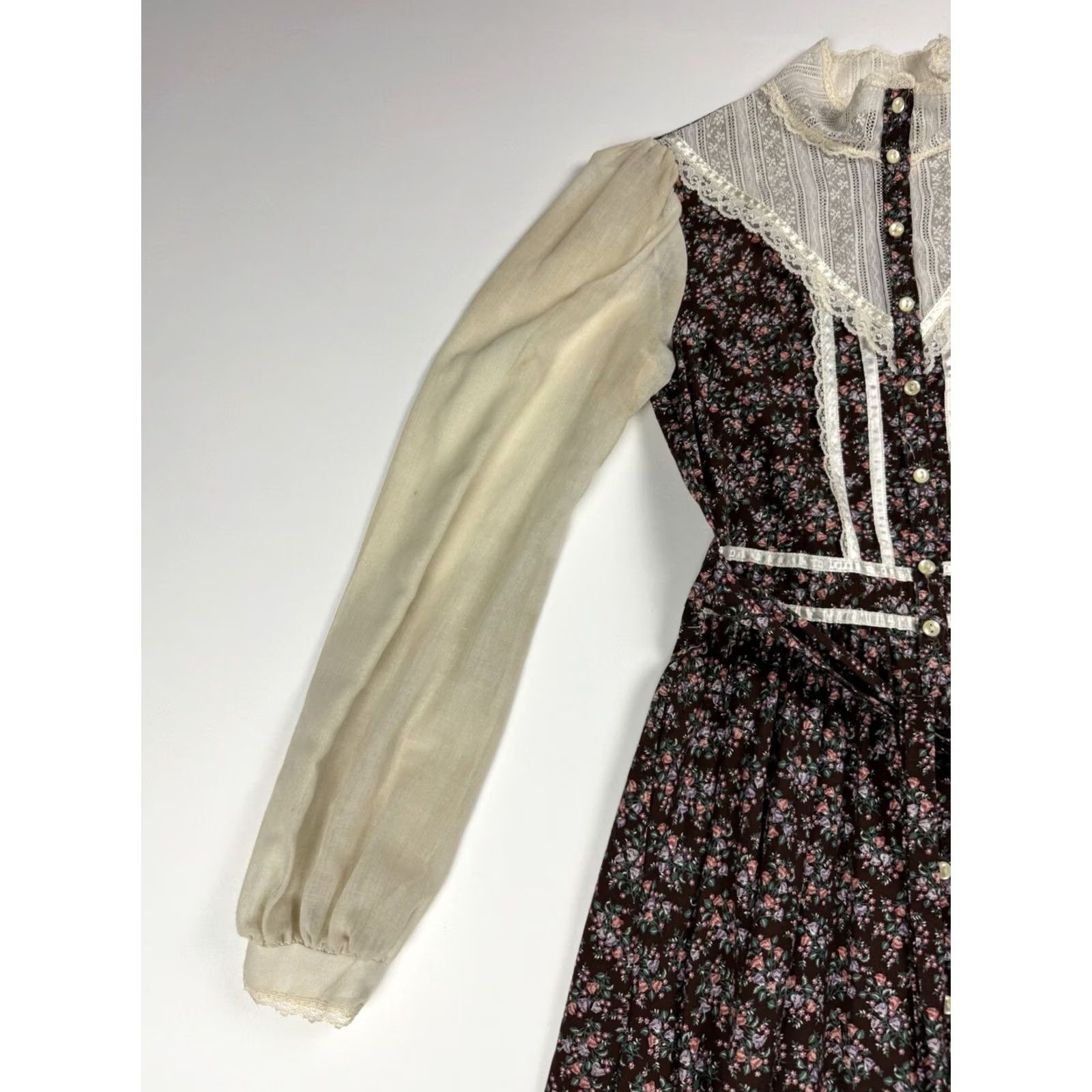 Vintage VINTAGE Gunne Sax Floral Dress Butterfly White Lace Women’s Size 7 Button Up Vtg Size M / US 6-8 / IT 42-44 - 6 Thumbnail