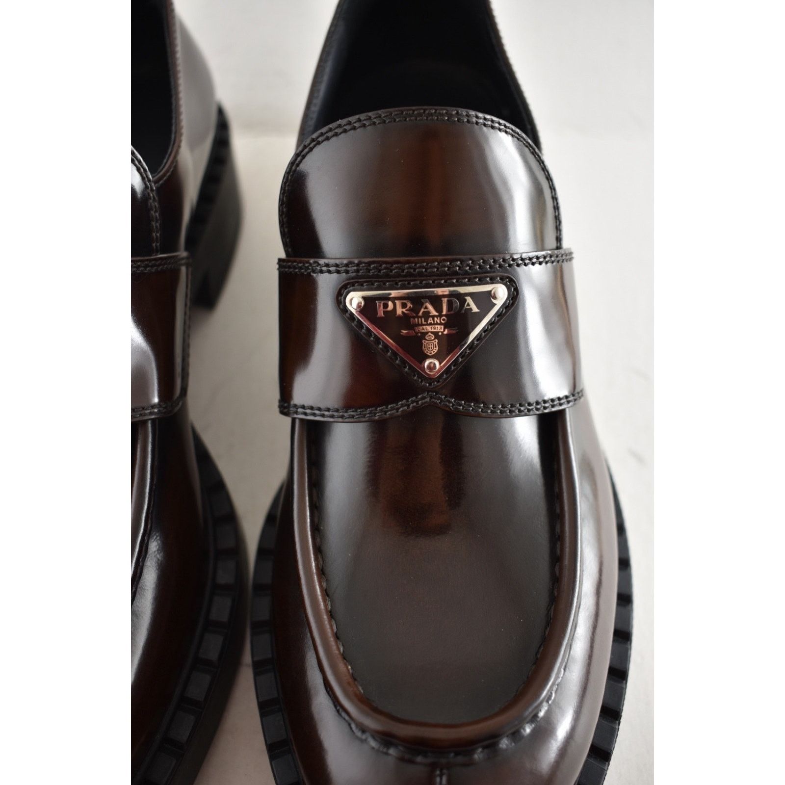 Prada Prada Triangle Logo Fume Brown Black Platform Loafer 41.5 Size US 8.5 / EU 41-42 - 9 Thumbnail