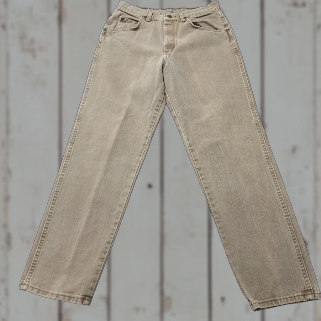 Wrangler VINTAGE Wrangler USA Made Jeans Mens 33 x 32 Beige Cowboy Straight 30x30.5" Denim 5-Pocket WW Size US 33 - 1 Thumbnail