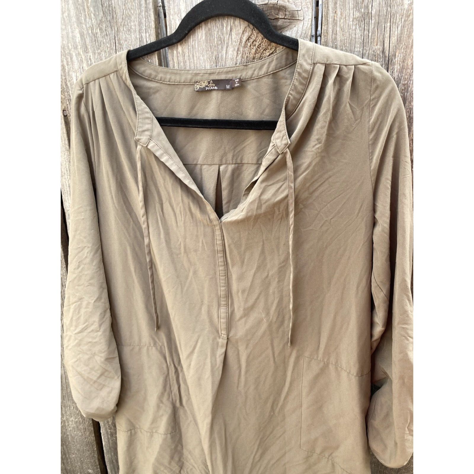 Prana Women's PrAna Green Solid V-Neck String Tunic Dress M Pocket Light Breath Yoga Size M / US 6-8 / IT 42-44 - 3 Thumbnail