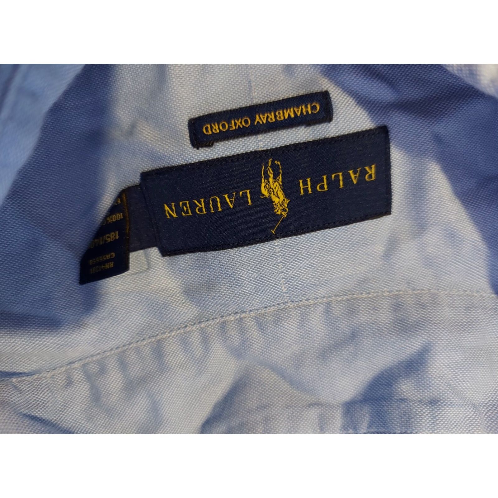 Polo Ralph Lauren VINTAGE Polo Ralph Lauren Mens Polo Dress Shirt 3XLT Blue Cotton Short Sleeve Button-Up Shirt Mens Clothes Size 48R - 3 Thumbnail
