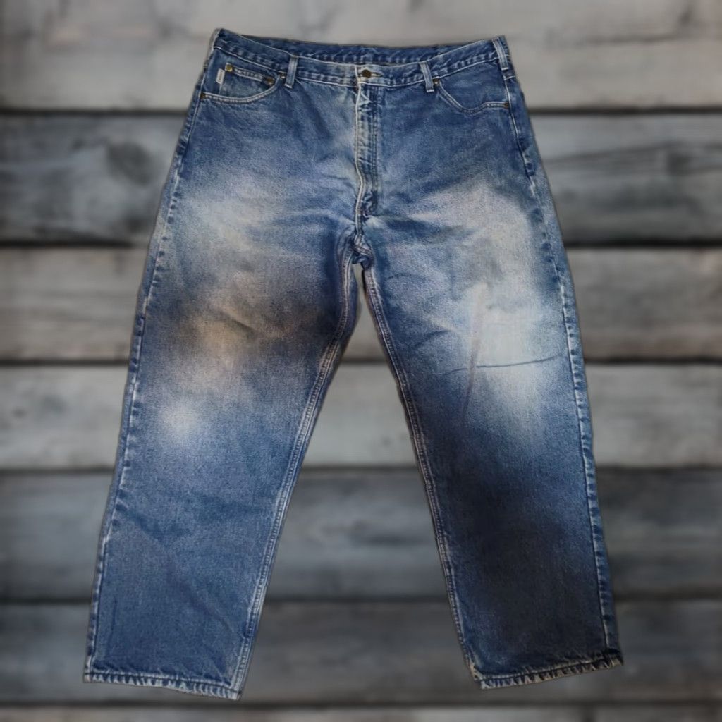 Carhartt Vintage Carhartt Jeans Mens 42x30 Blue Relaxed Fit Flannel Lined Denim Trouser B172 DST Size US 42 / EU 58 - 1 Thumbnail