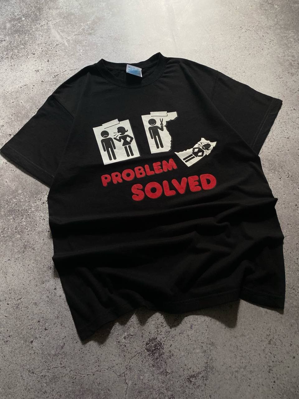 Vintage CRAZY Y2K PROBLEM SOLVED HUMOR VINTAGE T SHIRT Size US M / EU 48-50 / 2 - 3 Thumbnail