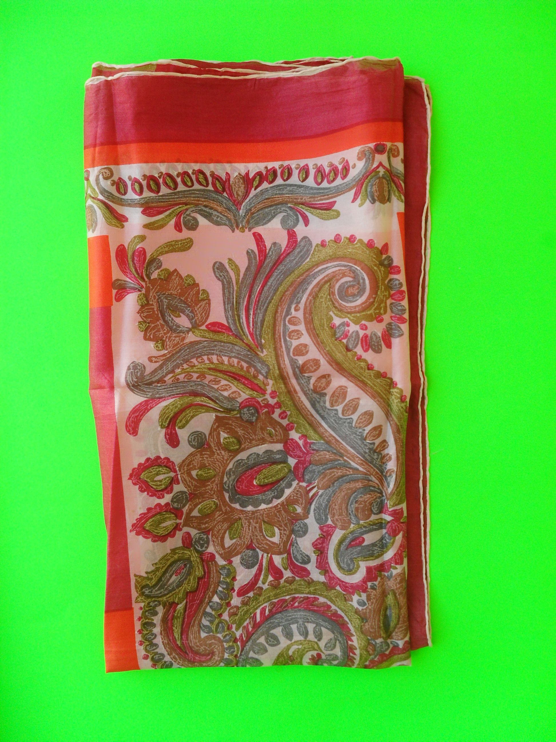 Other Pink, orange and white natural silk scarf. Size ONE SIZE - 5 Thumbnail
