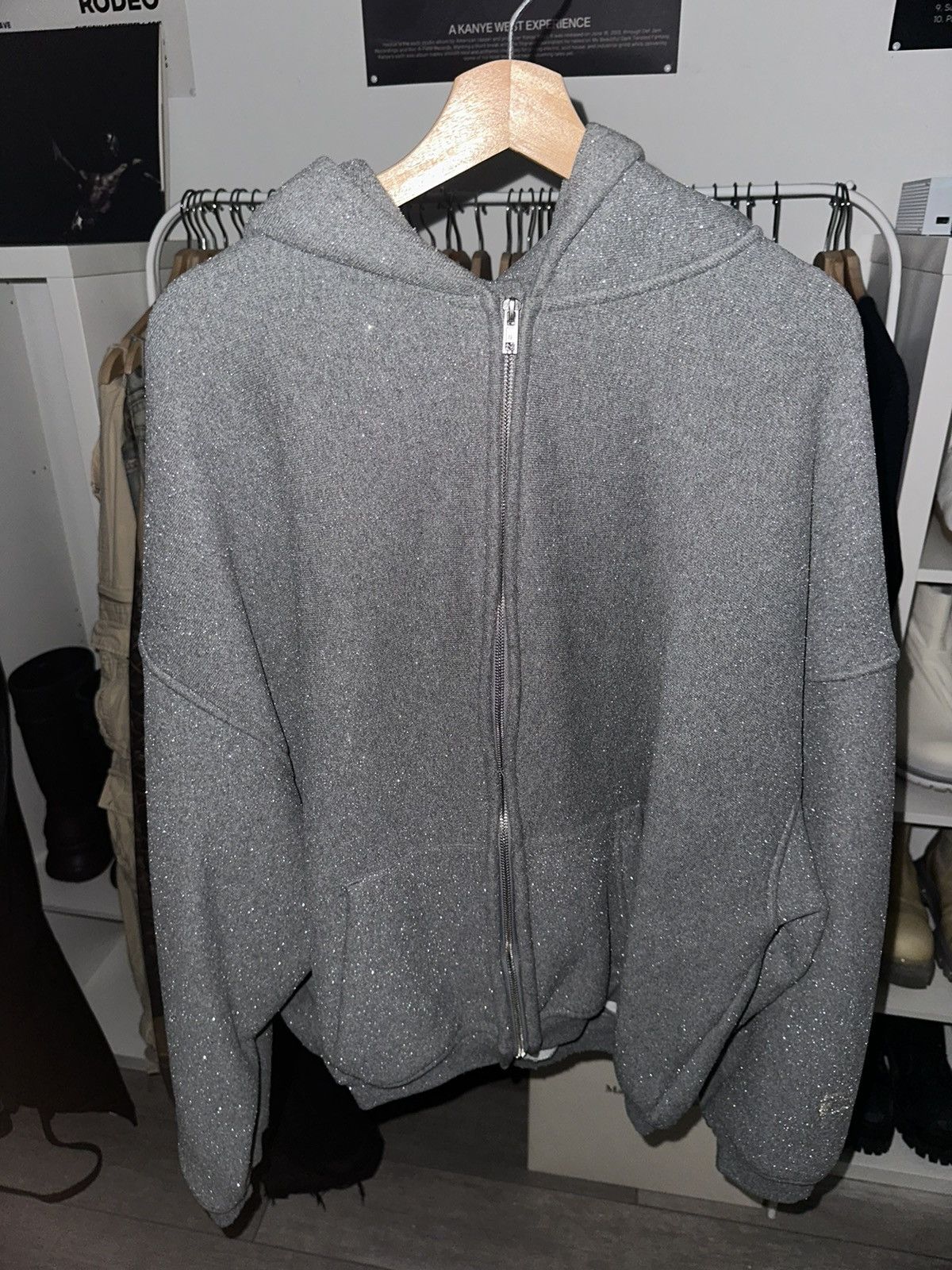 image of Alexander Wang Glitter Zip Up Hoodie in Grey, Men's (Size Small)