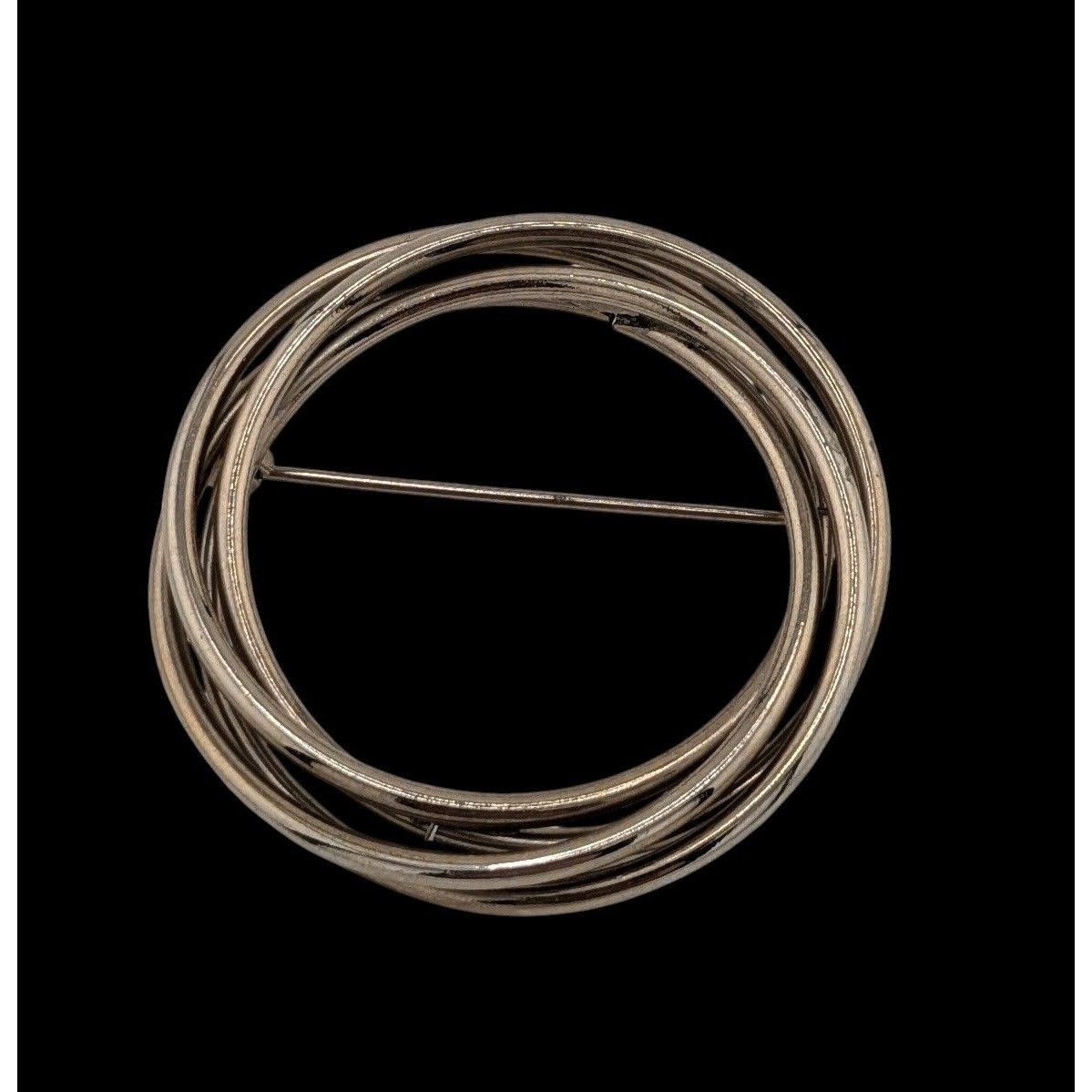 Other Vintage Layered Circular Tube Ring Silver Tone Brooch Size ONE SIZE - 1 Thumbnail