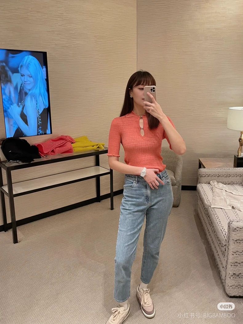 Chanel Chanel 22P orange diamond buckle knitted short sleeves Size XS / US 0-2 / IT 36-38 - 8 Thumbnail