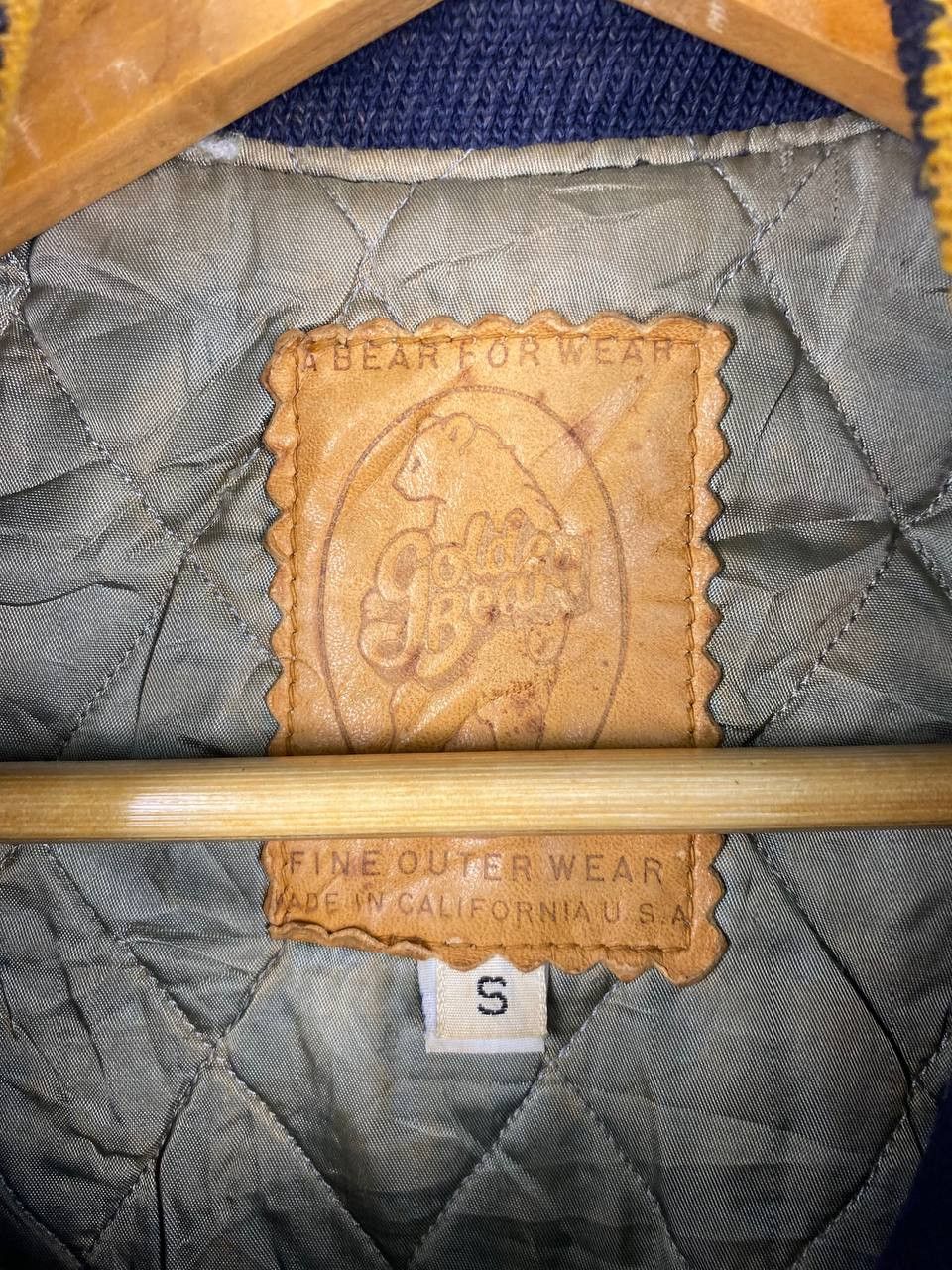 vintage 70s/80s golden bear varsity jacket leather sleeves