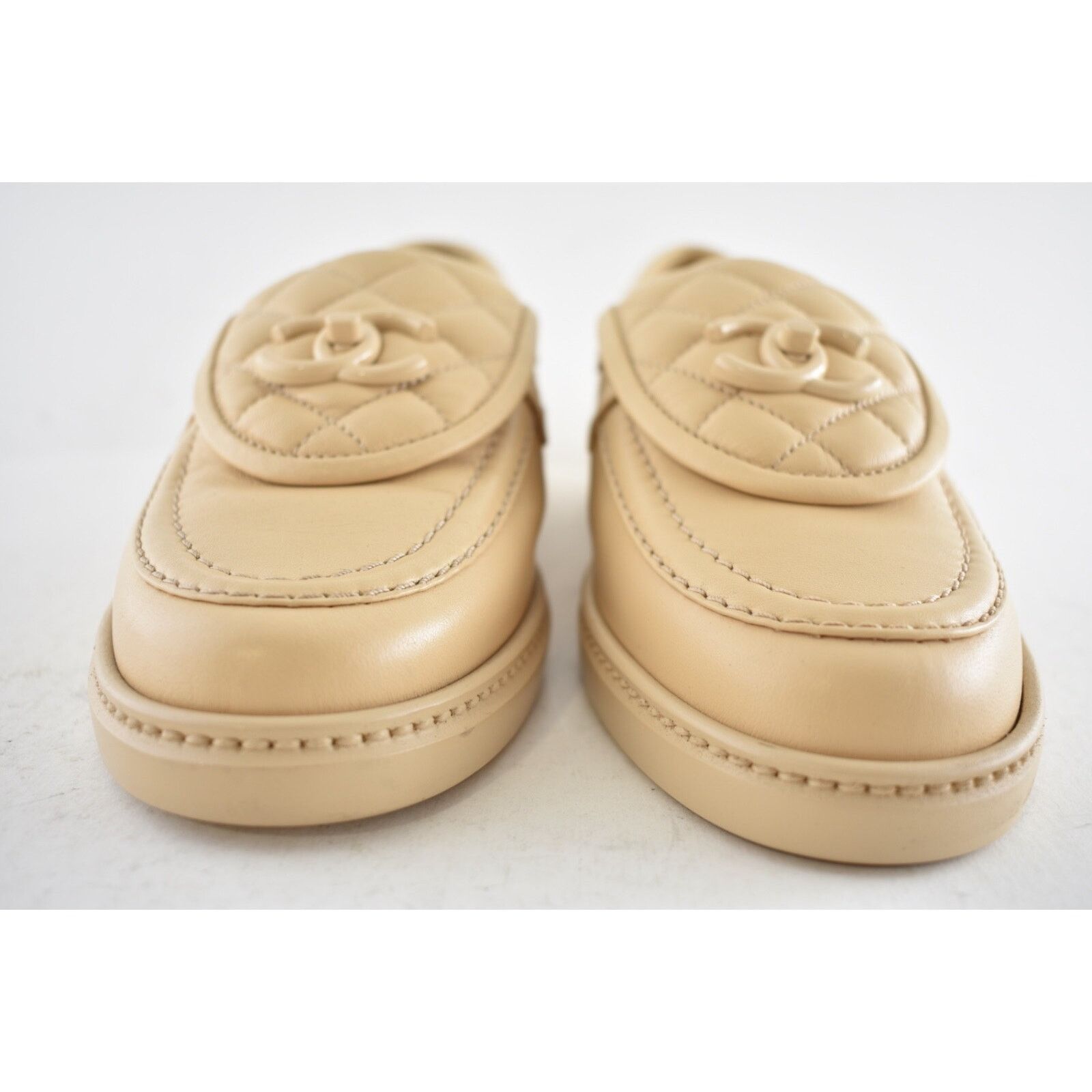 Chanel Chanel 24C Beige Leather Quilted Flap Turnlock Moccasin Size US 6 / IT 36 - 10 Thumbnail