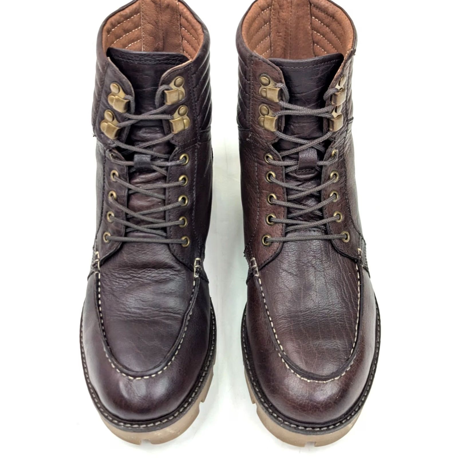 Lands' End Lands End Leather Lug Hiker Boots Men 9D Brown Mid Calf 8" Tall EUC Lace Up Boot Mens Brown Leather Lug Hiker 9D Size US 9 / EU 42 - 4 Thumbnail