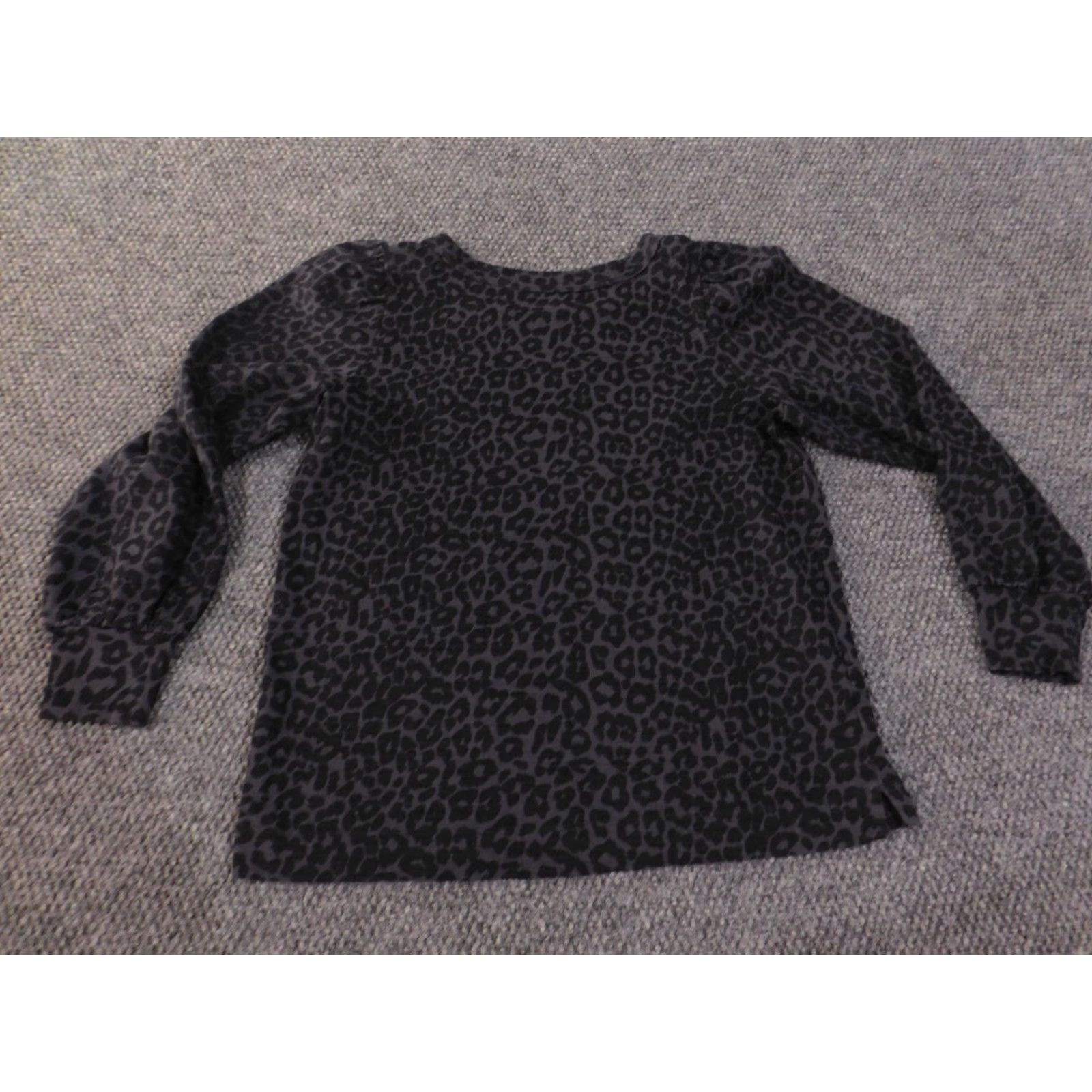 Ann Taylor Loft Animal Print Knit Pullover Blouse Womens Medium Gray Stretch Cotton Knit Round Neck Long Sleeve Casual Size M / US 6-8 / IT 42-44 - 6 Thumbnail