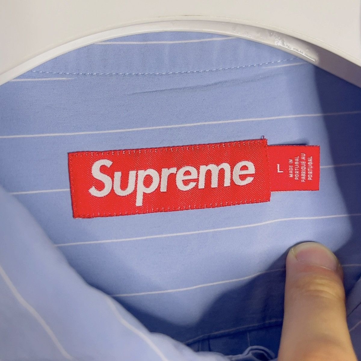 Supreme SUPREME STRIPED PAJAMA BLUE SHIRT SIZE L Size US L / EU 52-54 / 3 - 6 Thumbnail