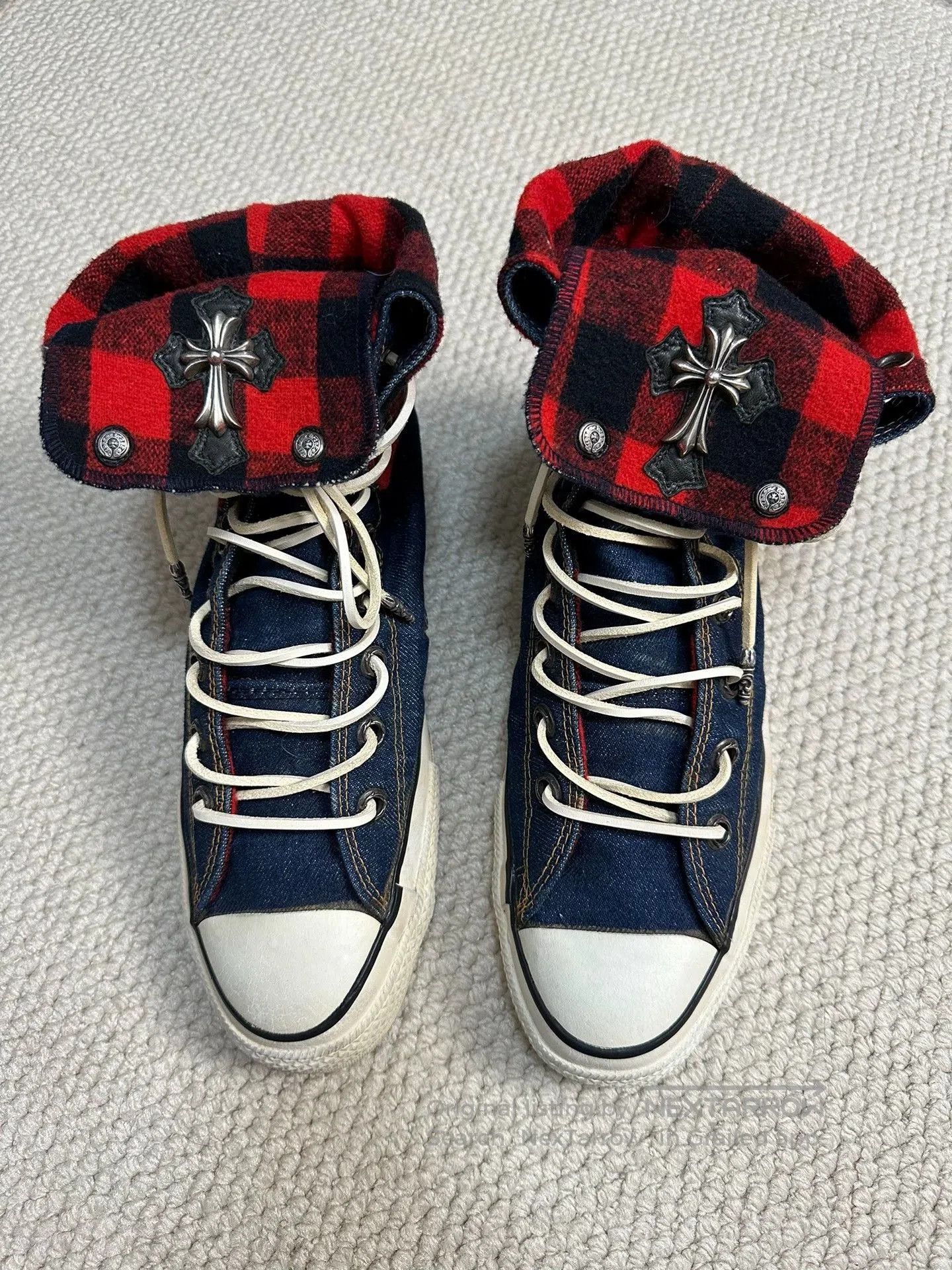 Chrome Hearts chrome hearts vintage converse with plaid pattern. Size US 9 / EU 42 - 1 Thumbnail