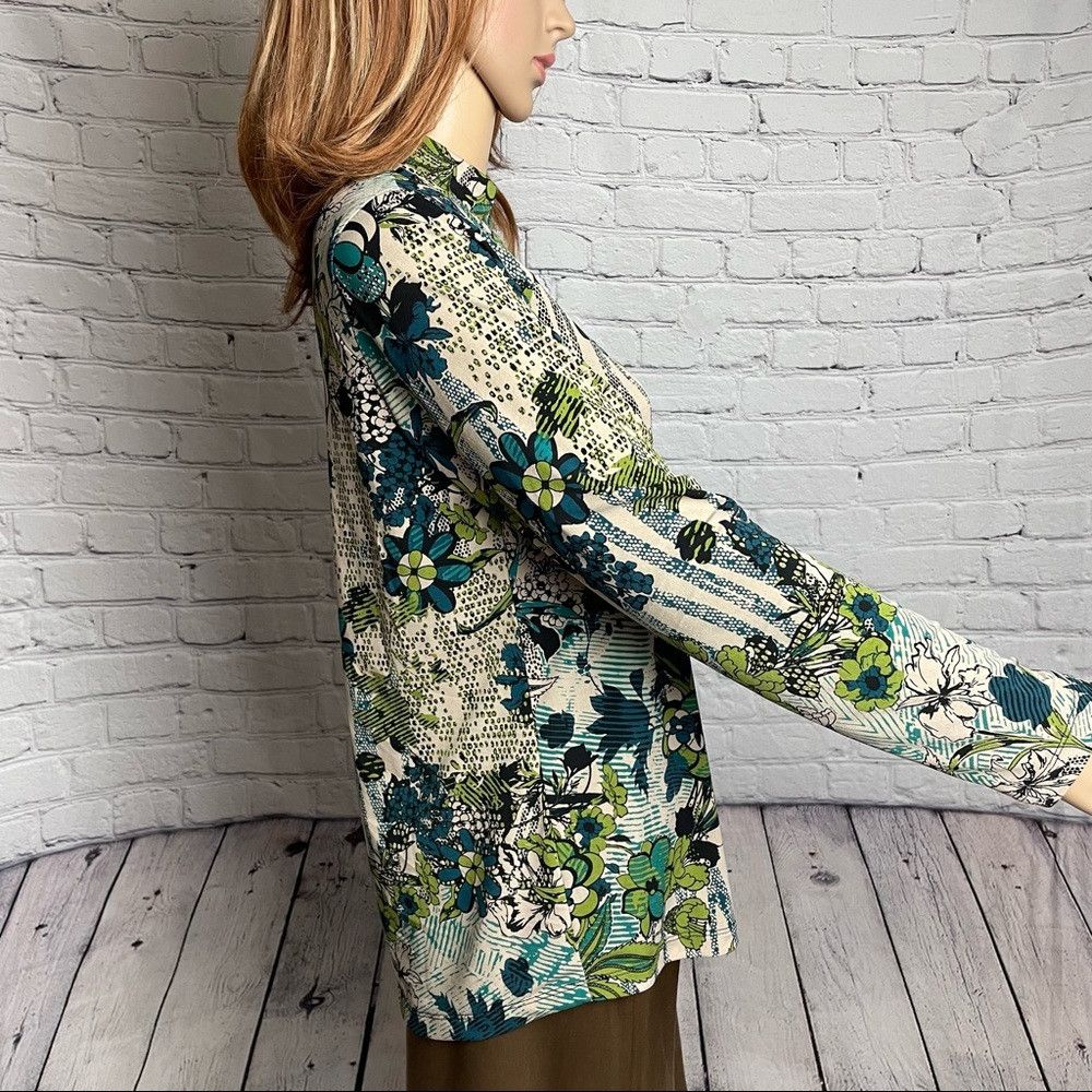 Other New Susan Graver Mallard Printed Liquid Knit Mock-Neck Top Size S / US 4 / IT 40 - 3 Thumbnail
