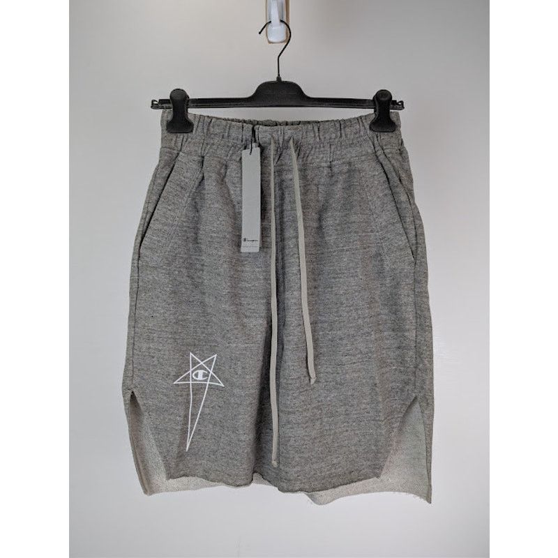 Champion × Rick Owens o1rshd1 Knitted Beveled Pods Shorts in Grey Melange L Size US 34 / EU 50 - 2 Thumbnail