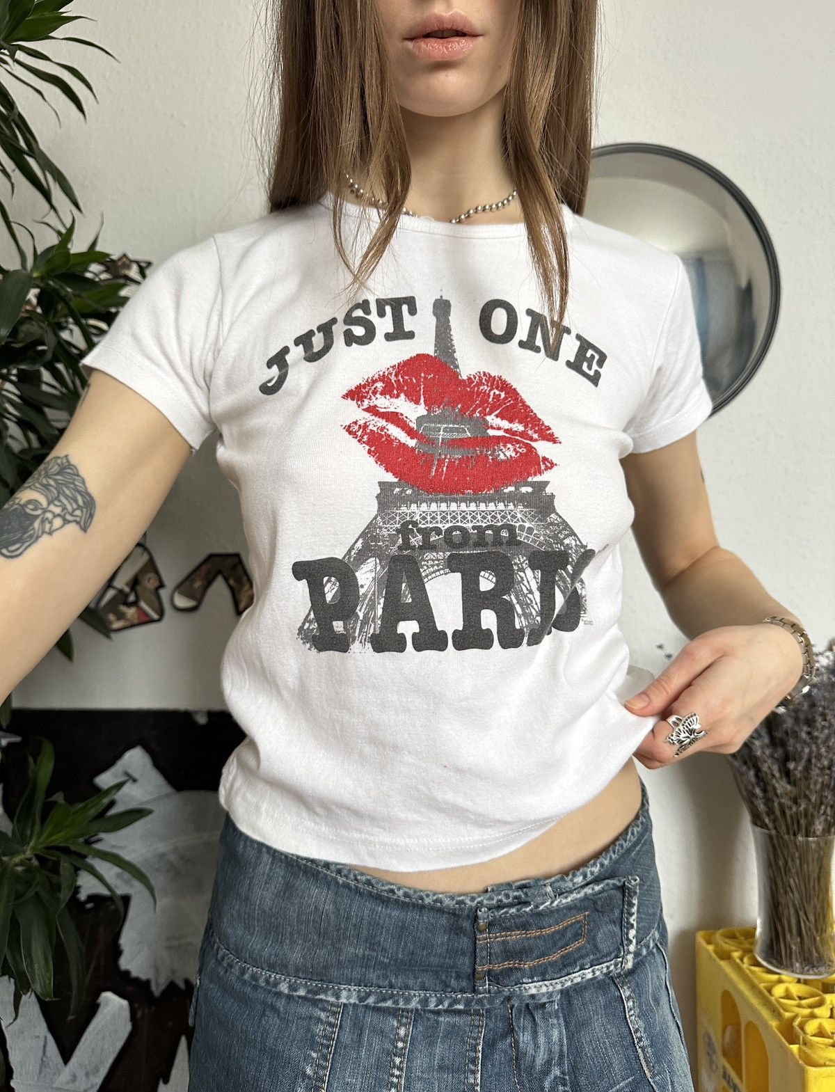 Vintage Just one from Paris Cute Sexy Baby Tee y2k 00s Size S / US 4 / IT 40 - 1 Thumbnail