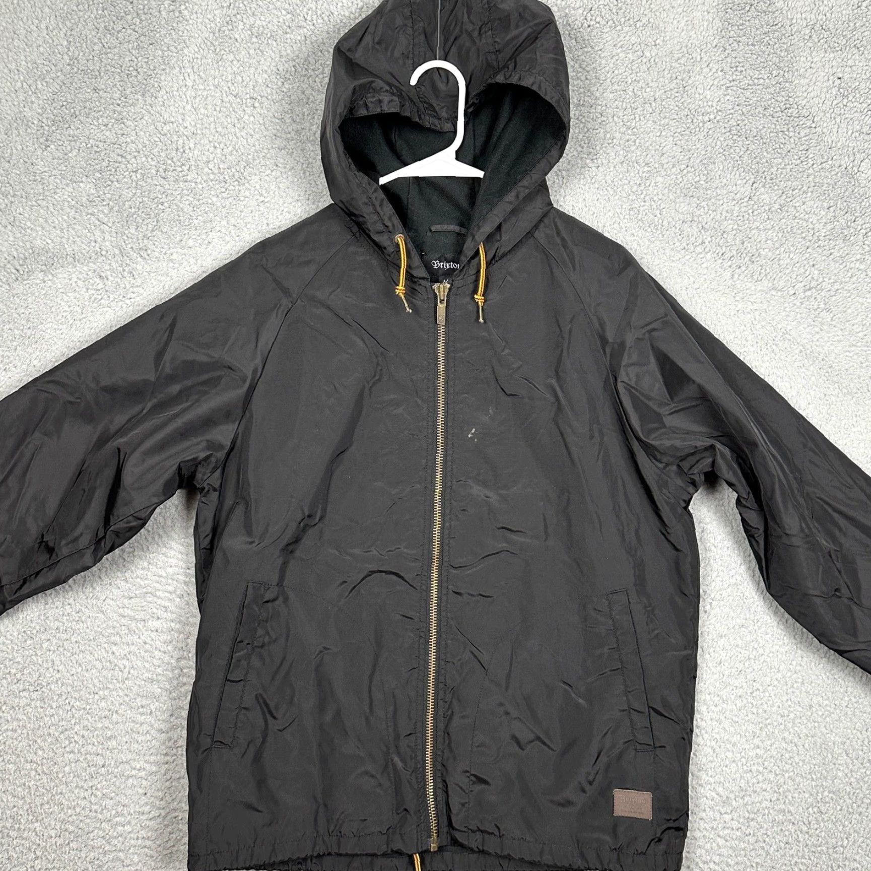 Brixton Brixton Jacket Mens Medium Black Windbreaker Fleece Lined Full Zip Hooded Coat Size US M / EU 48-50 / 2 - 3 Thumbnail