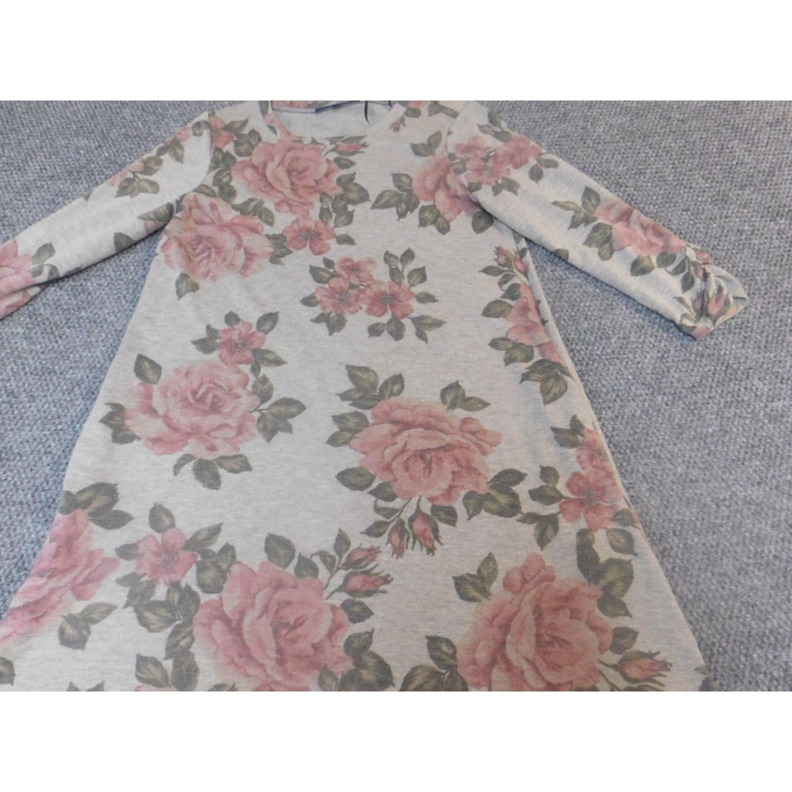 Apt. 9 Apt 9 Womens Dress M Floral A-Line Stretch Knit Nylon Long Puff Sleeve Mock Neck Crochet Pullover Casual Winter Blue Size M / US 6-8 / IT 42-44 - 4 Thumbnail