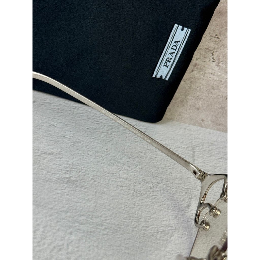 Prada NEW Prada PR C57S Sunglasses in Silver Clear Bluelight $815 Size ONE SIZE - 8 Thumbnail