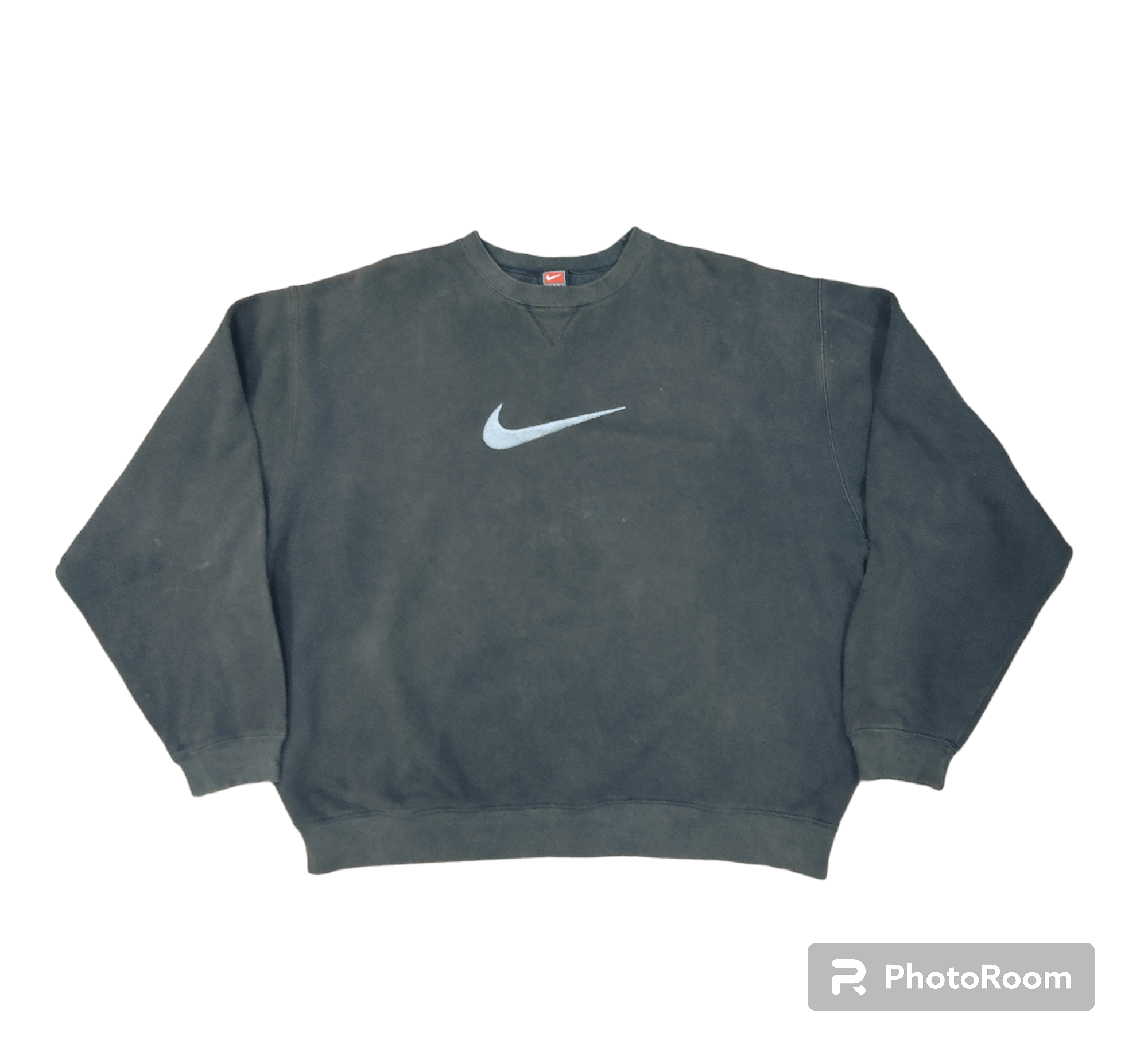 image of Faded Nike Oversized Big Swoosh Sweatshirt in Black Ash, Men's (Size XL)