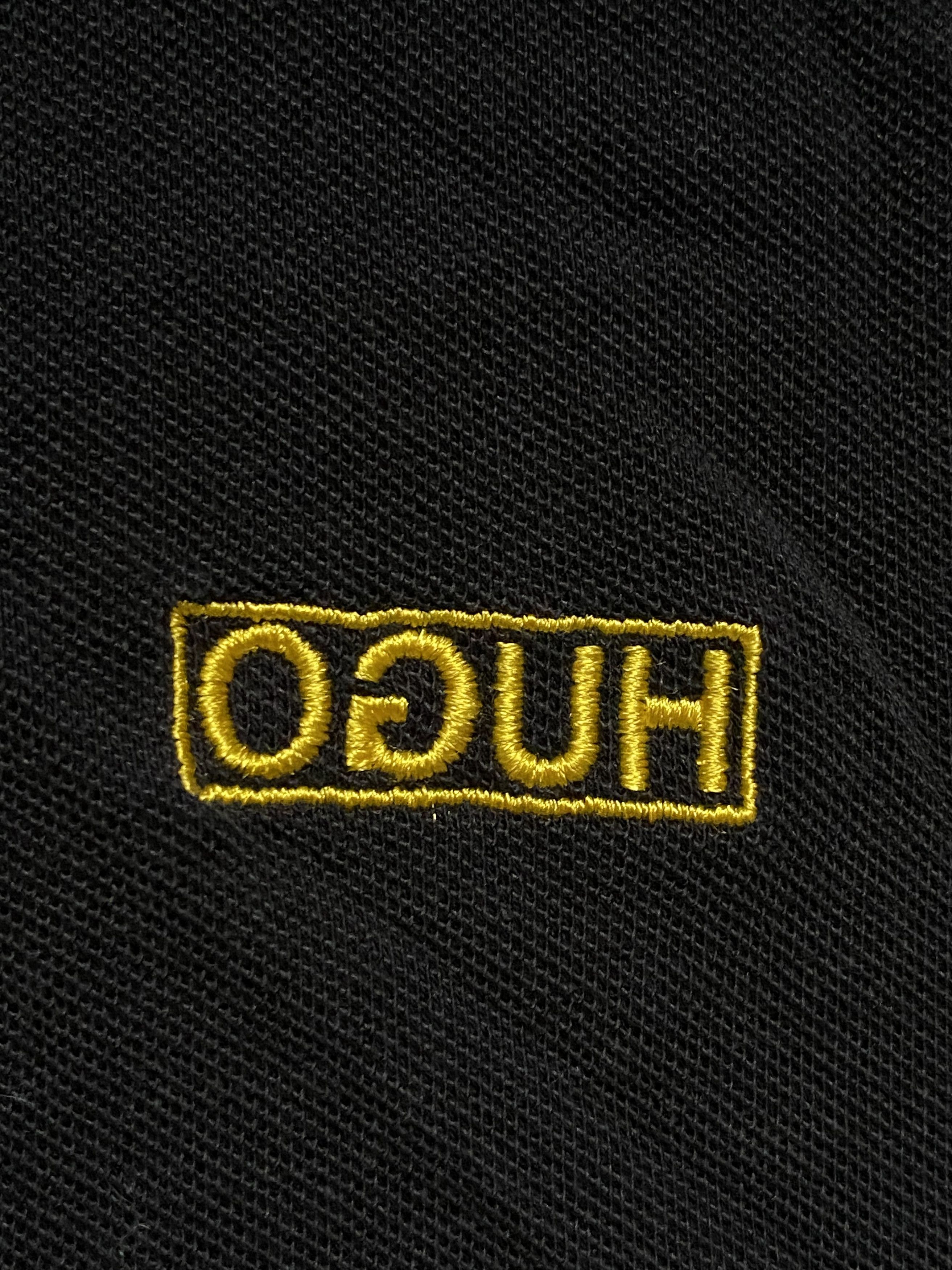 Hugo × Hugo Boss × Vintage Hugo Boss Black Polo Shirt with Yellow Trim Cotton 🖤💛 Size US XL / EU 56 / 4 - 6 Thumbnail