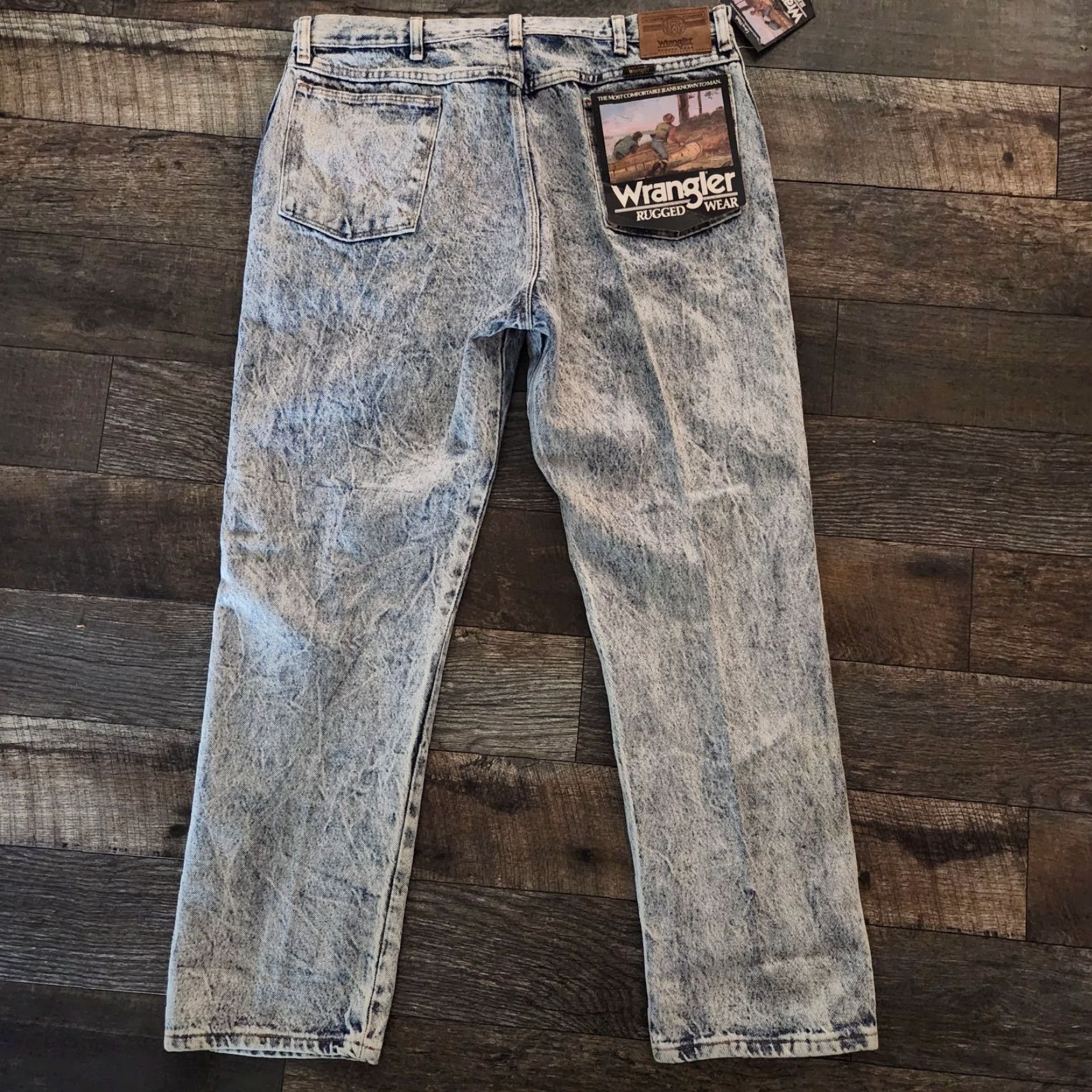 Wrangler VINTAGE Wrangler Jeans Acid Lava Wash 40x30 Made USA 90s NWT Denim Tailored Mens Boys? Size US 40 / EU 56 - 6 Thumbnail